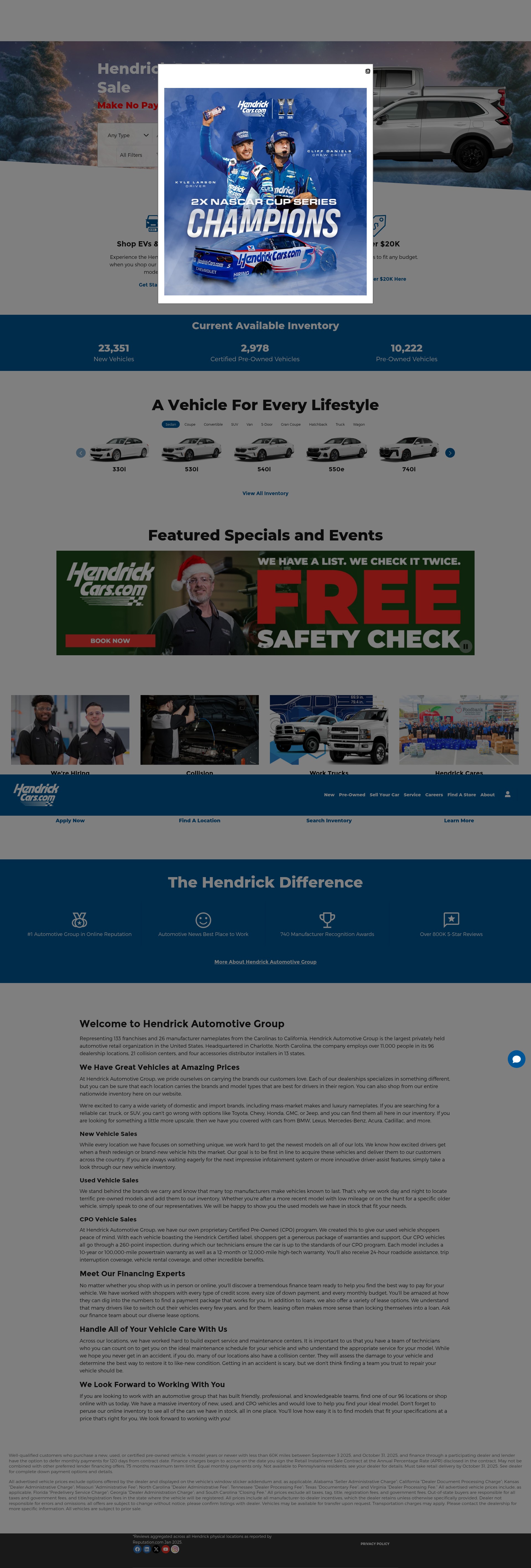 Screenshot of www.hendrickcars.com