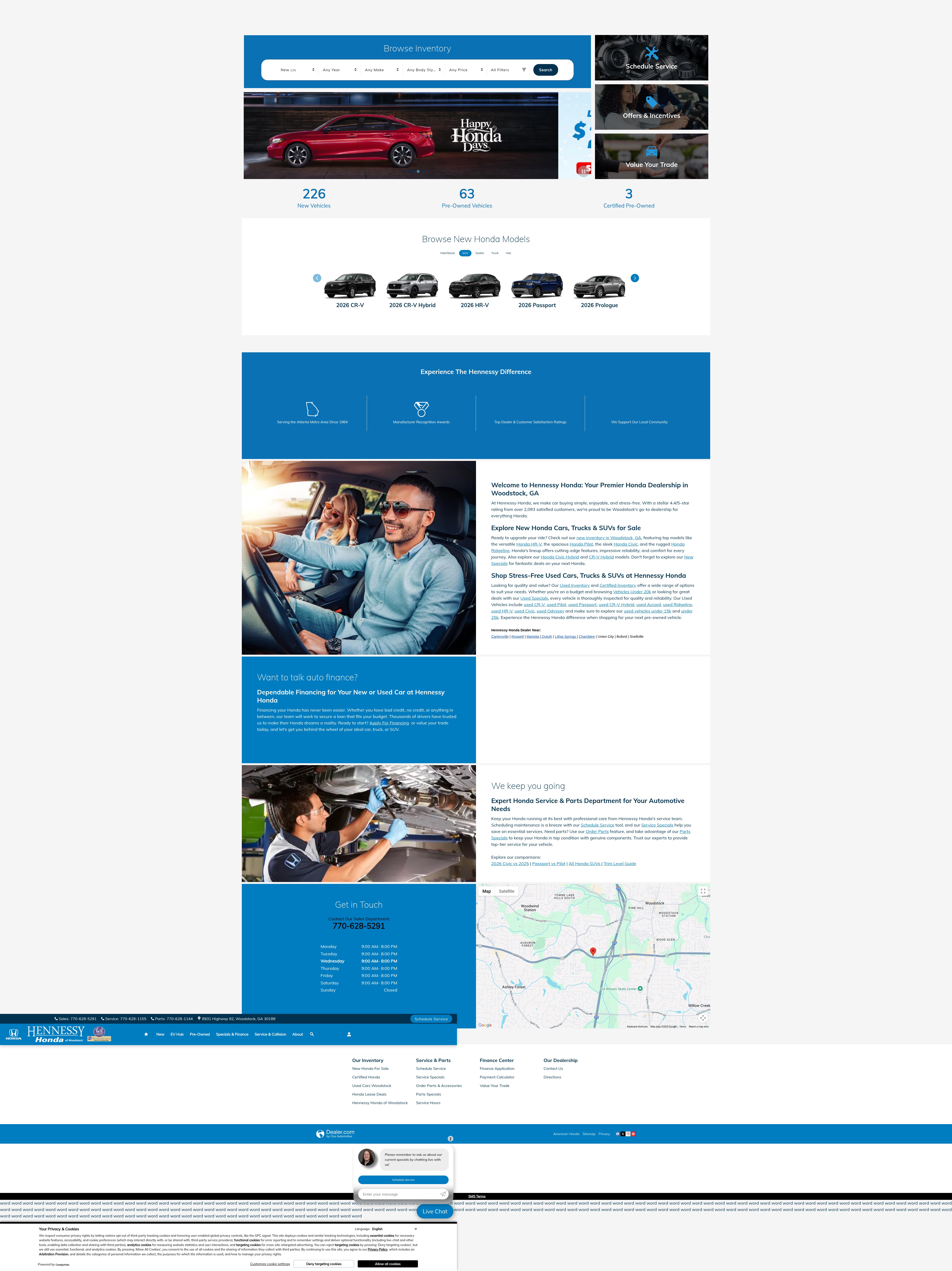 Screenshot of www.hennessyhonda.com