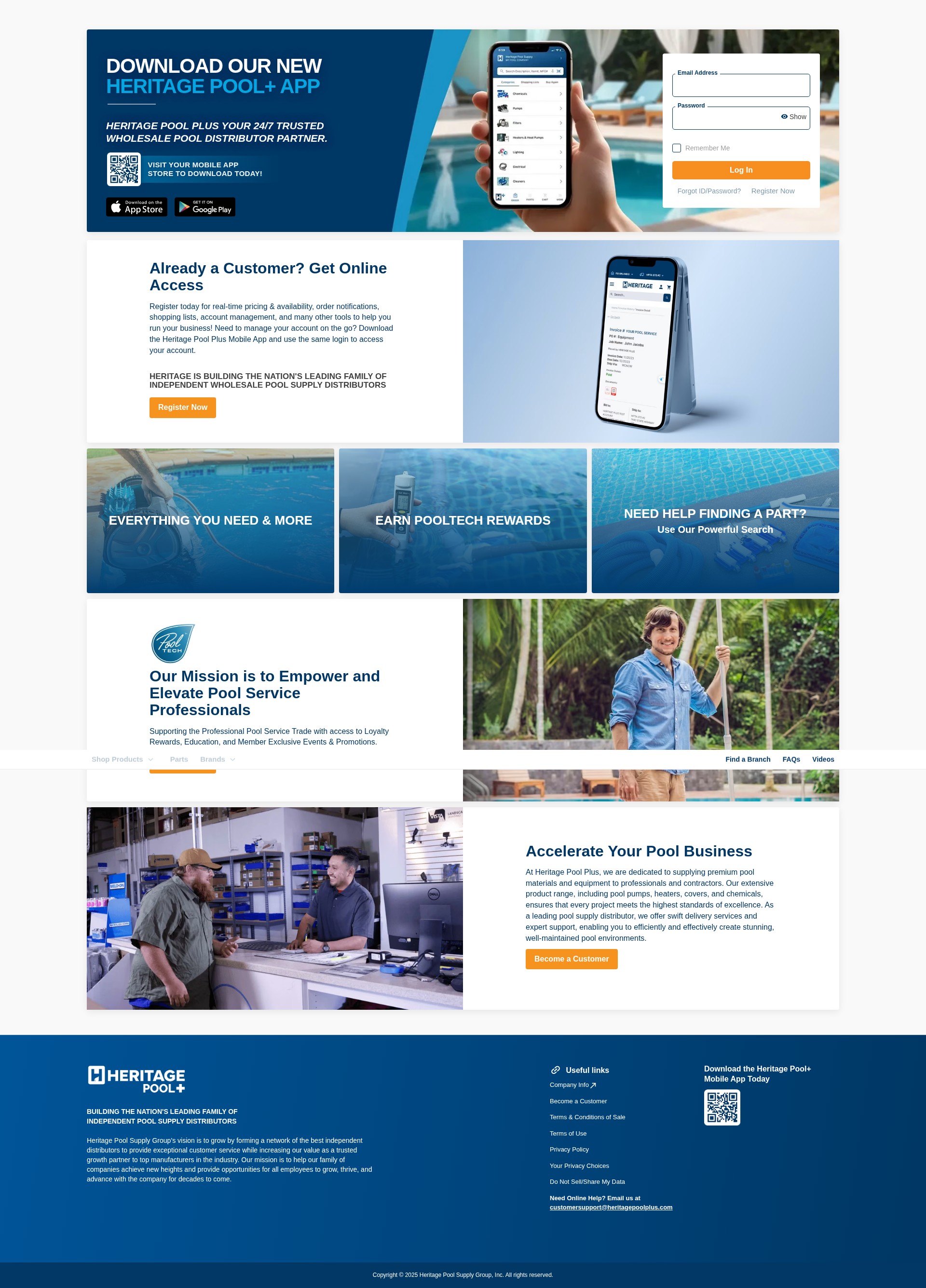 Screenshot of www.heritagepoolplus.com