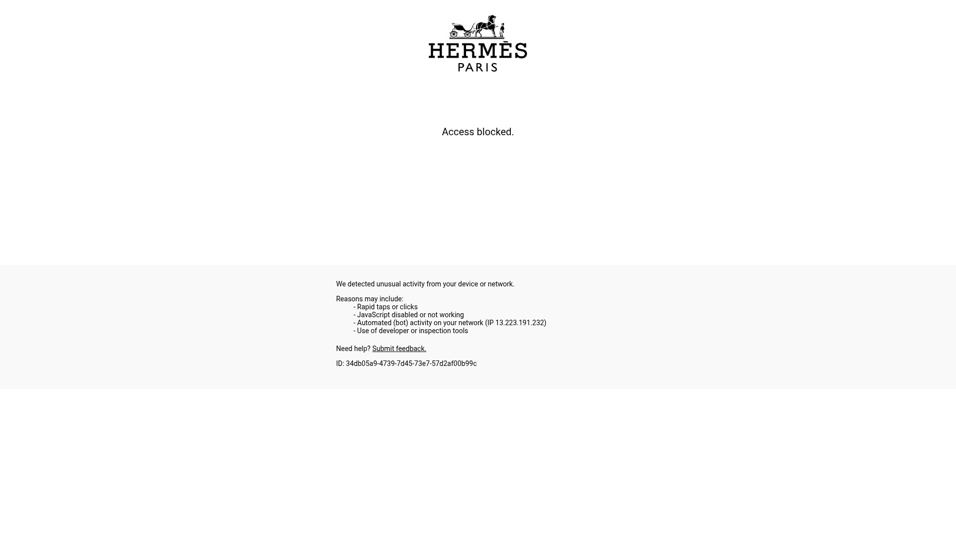 Screenshot of www.hermes.com