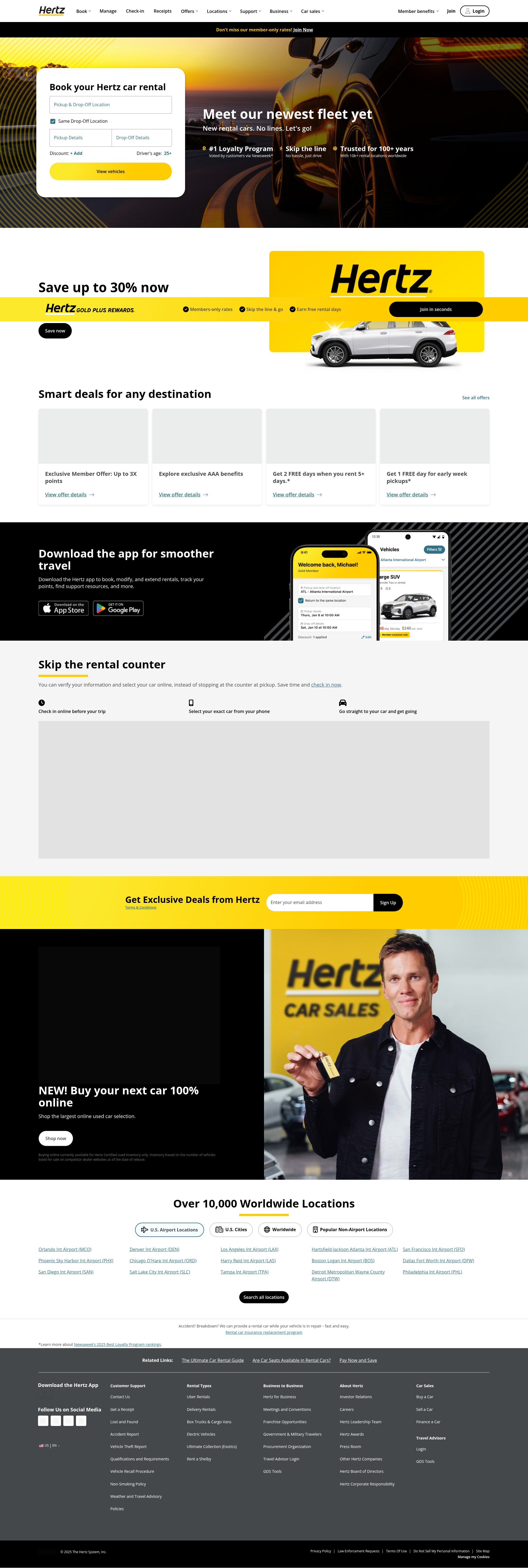 Screenshot of www.hertz.com