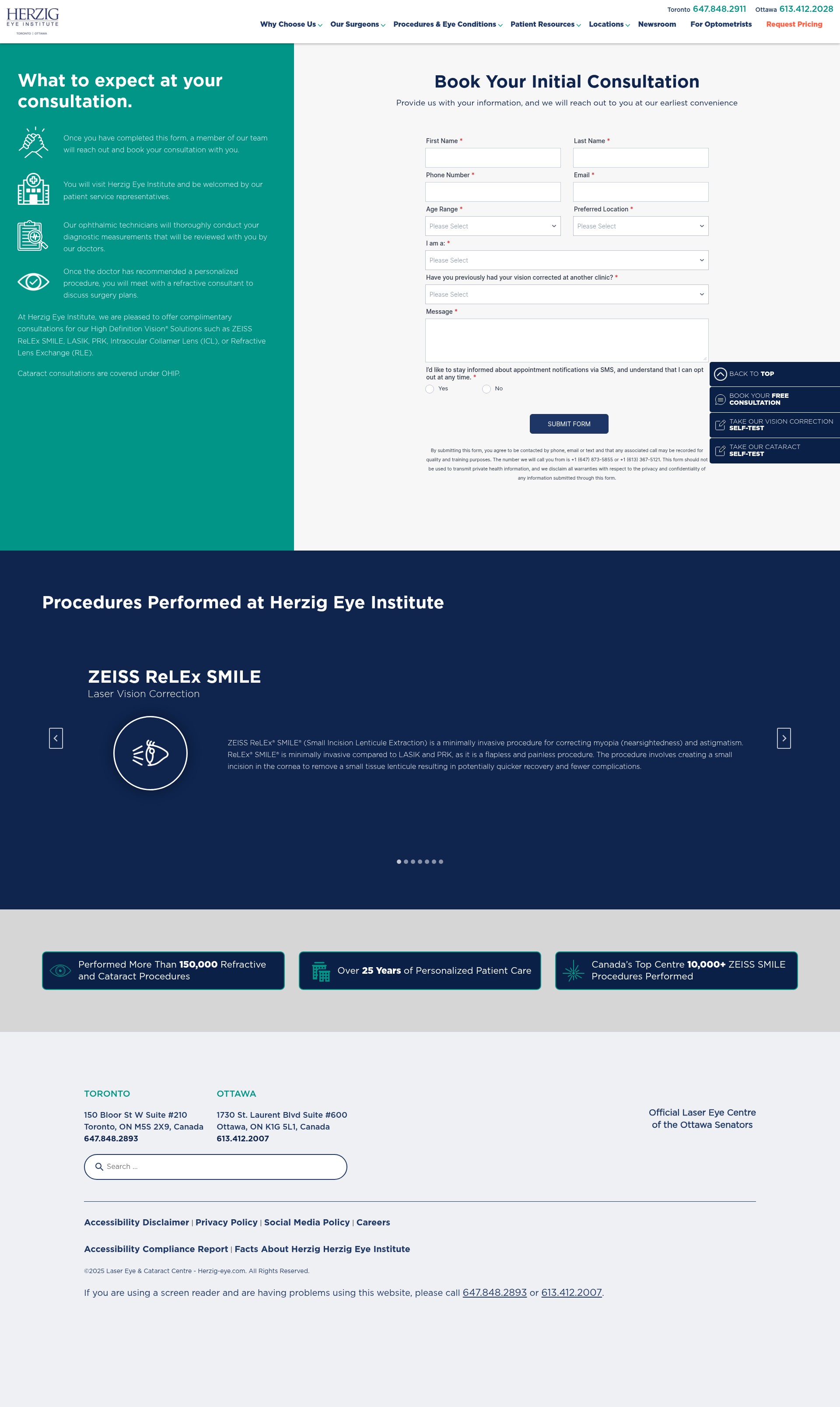 Screenshot of www.herzig-eye.com