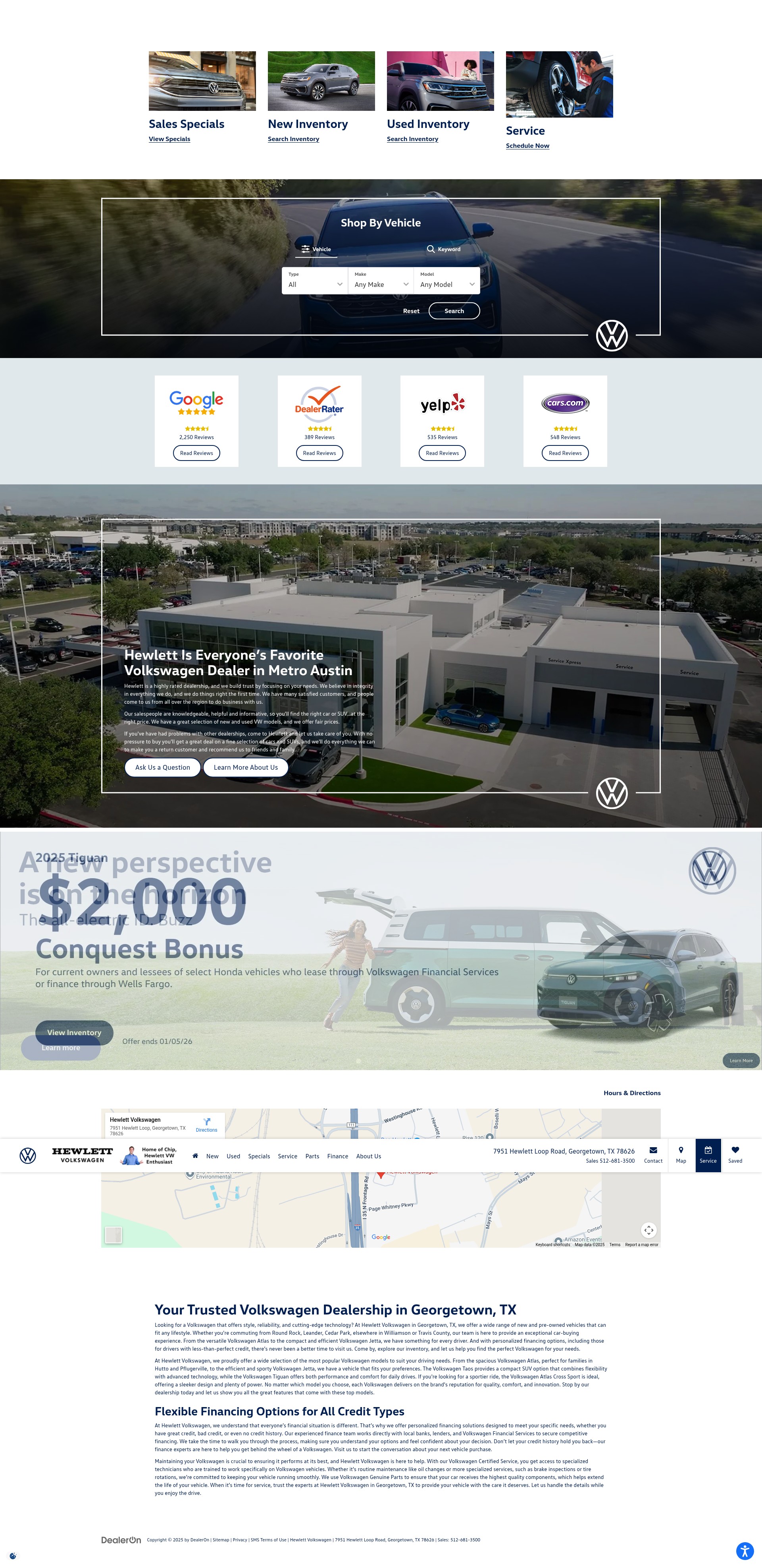 Screenshot of www.hewlettvw.com