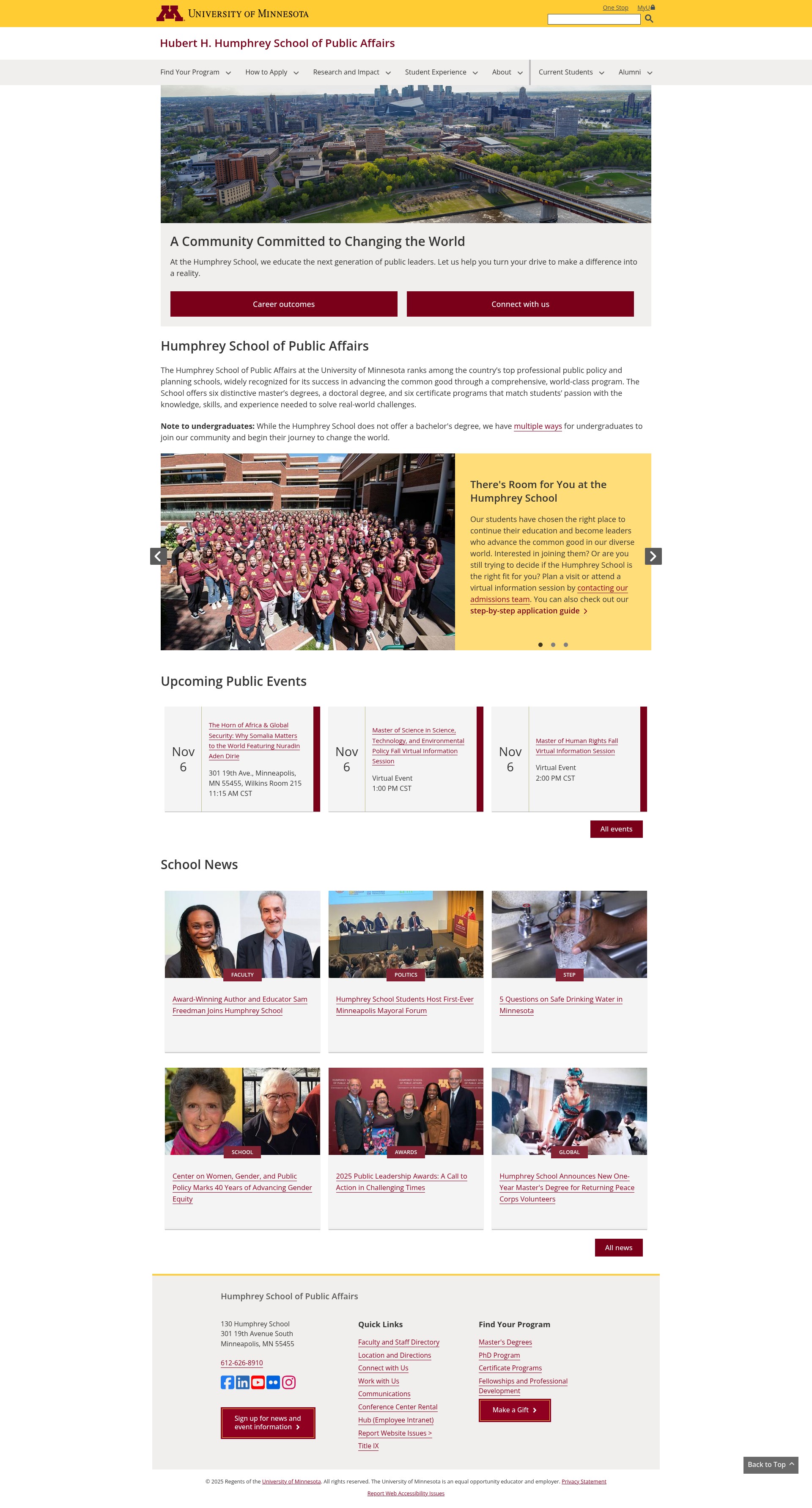 Screenshot of www.hhh.umn.edu