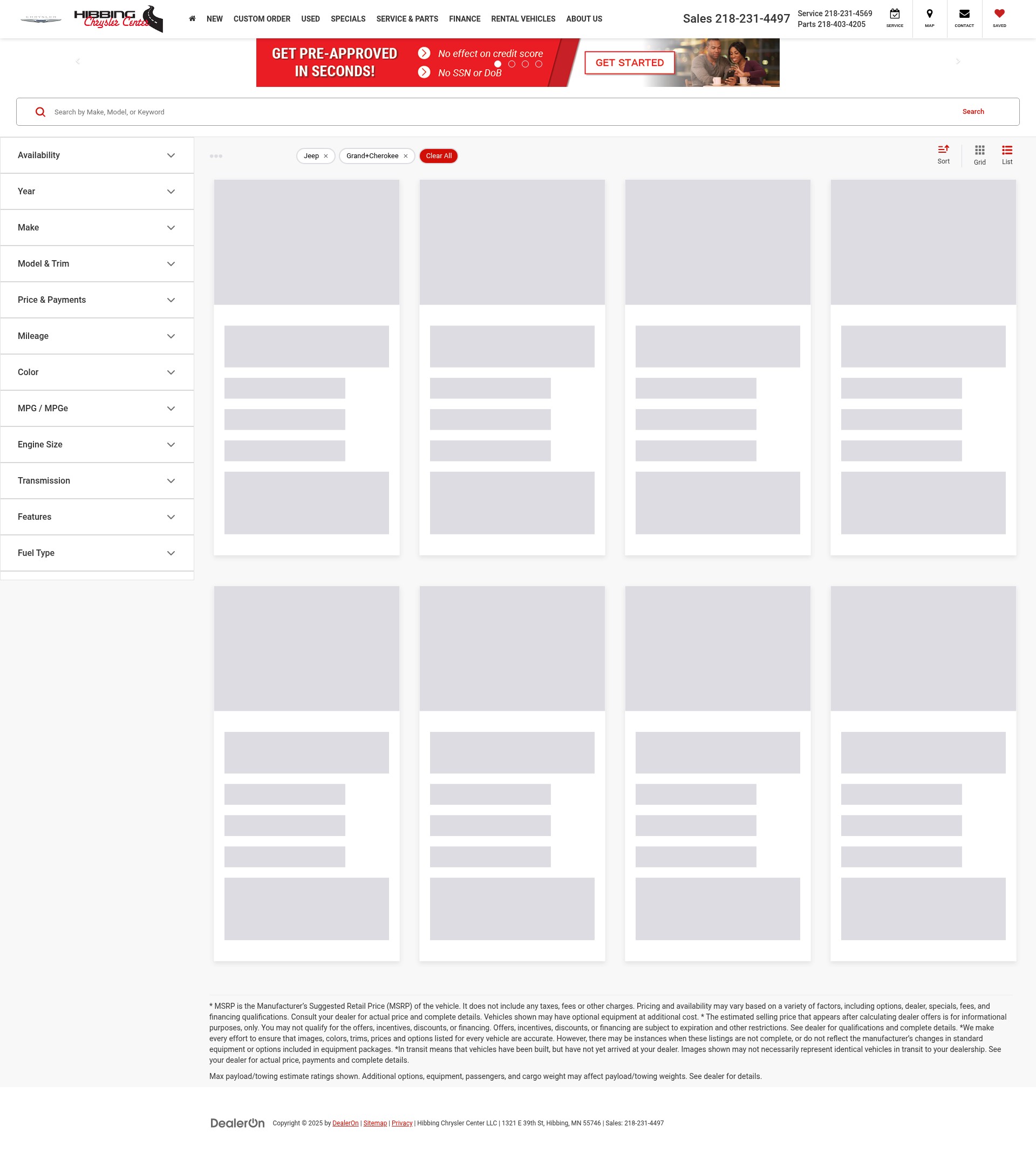 Screenshot of www.hibbingchryslercenter.net