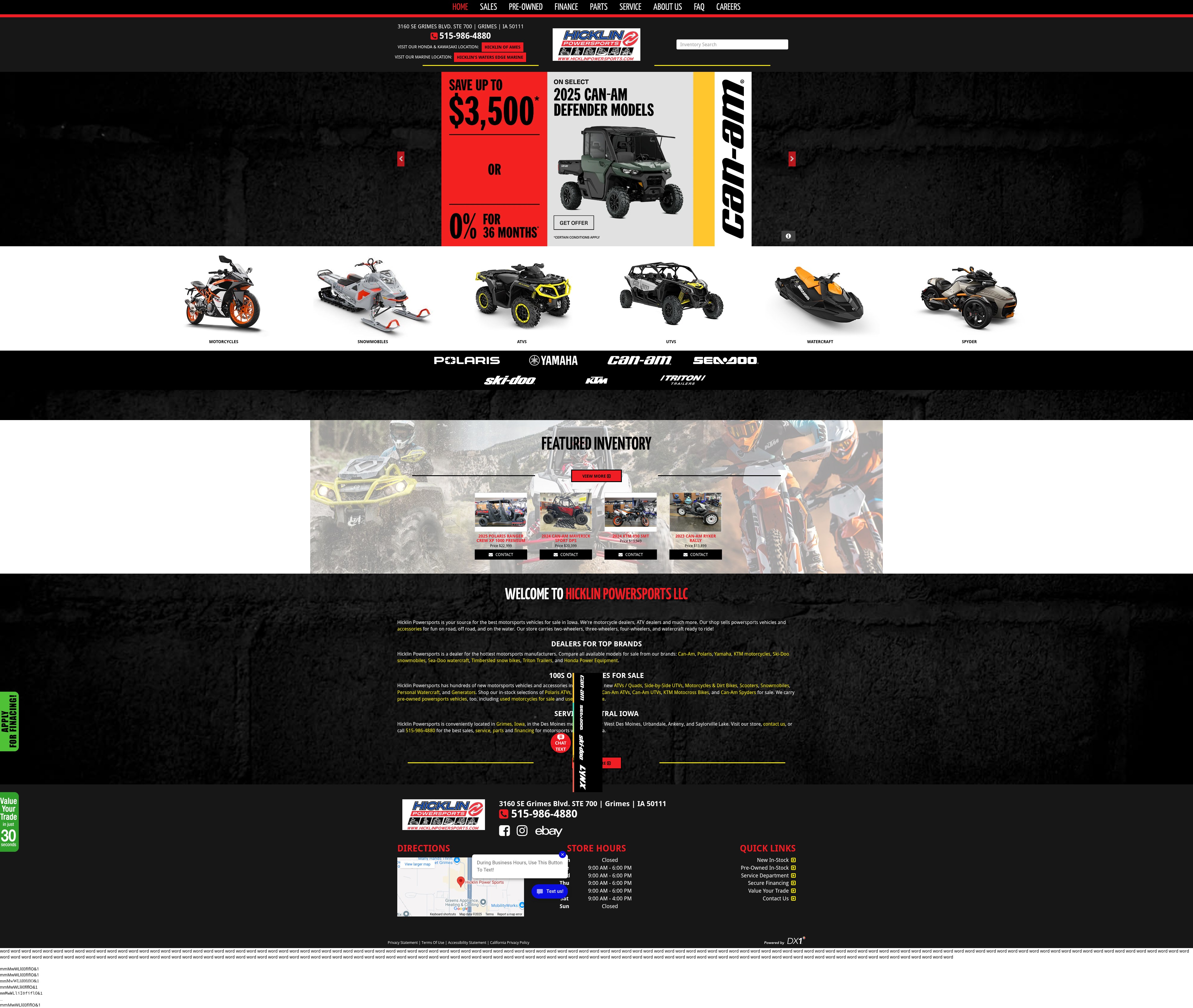 Screenshot of www.hicklinpowersports.com
