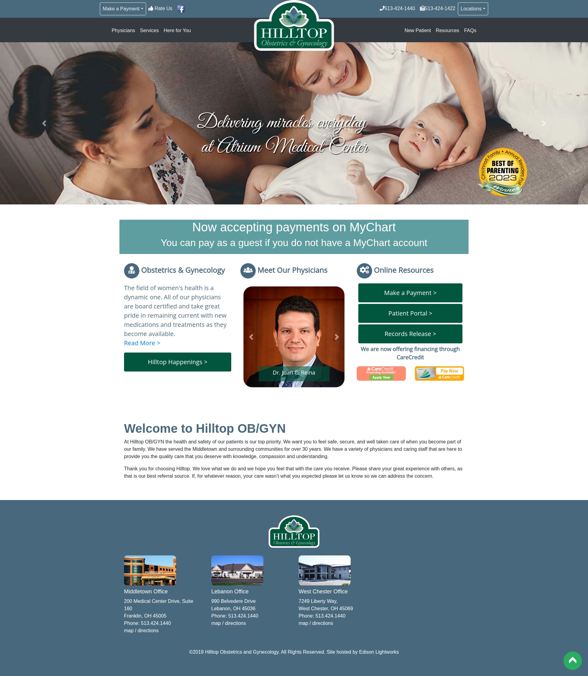 Screenshot of www.hilltopobgyn.com