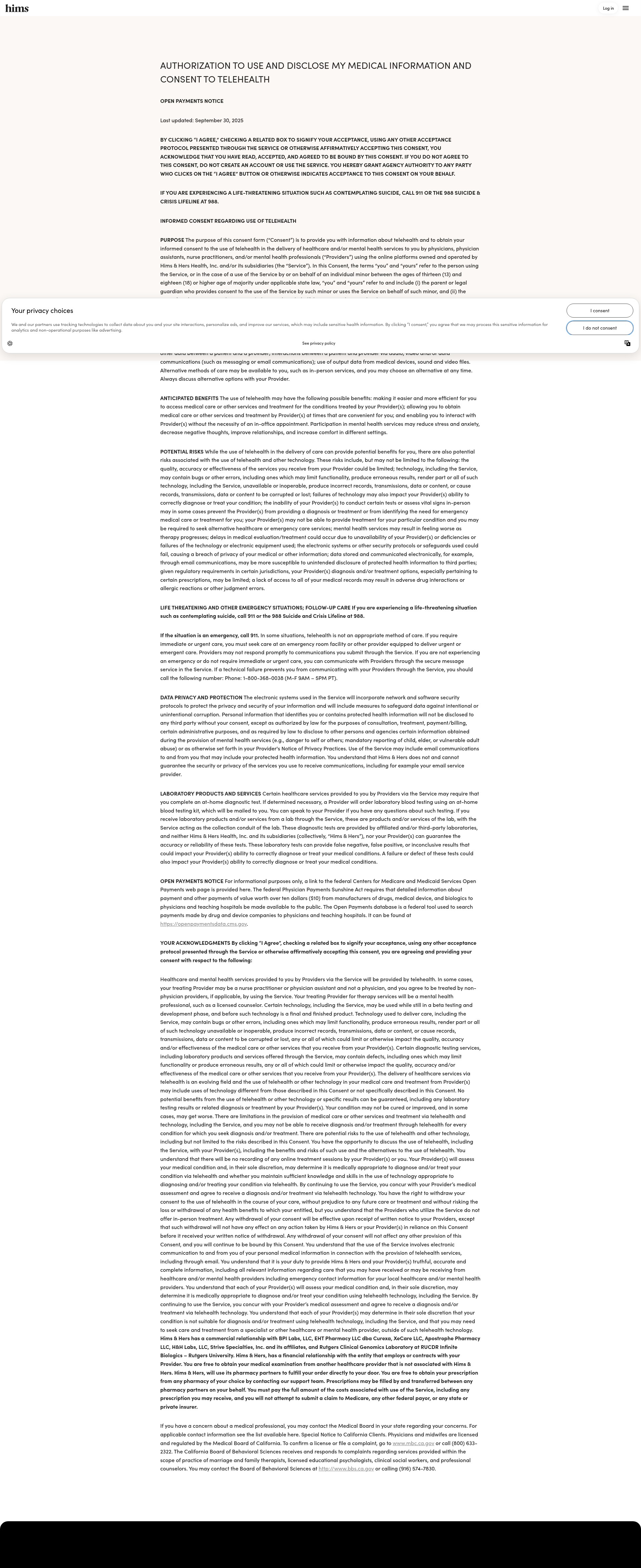 Screenshot of www.hims.com