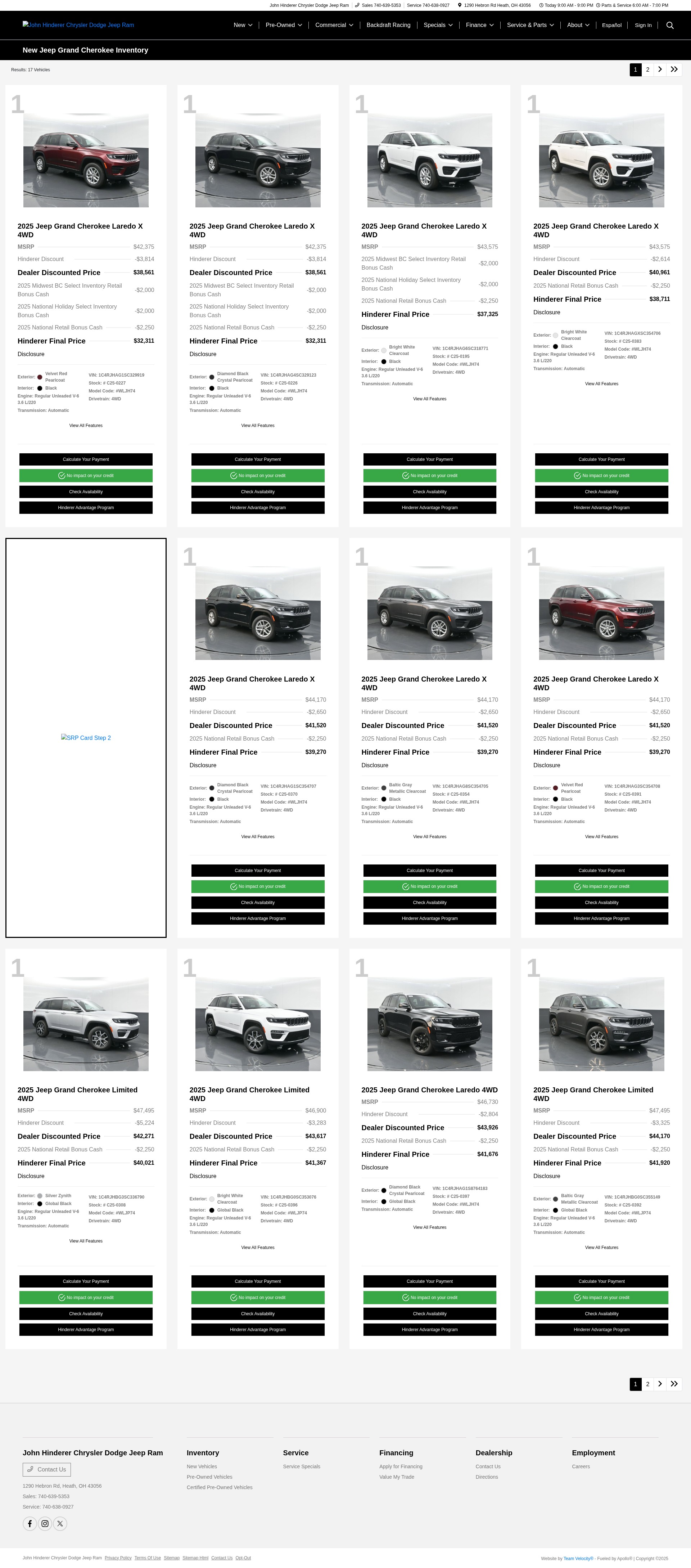 Screenshot of www.hinderercdjr.com