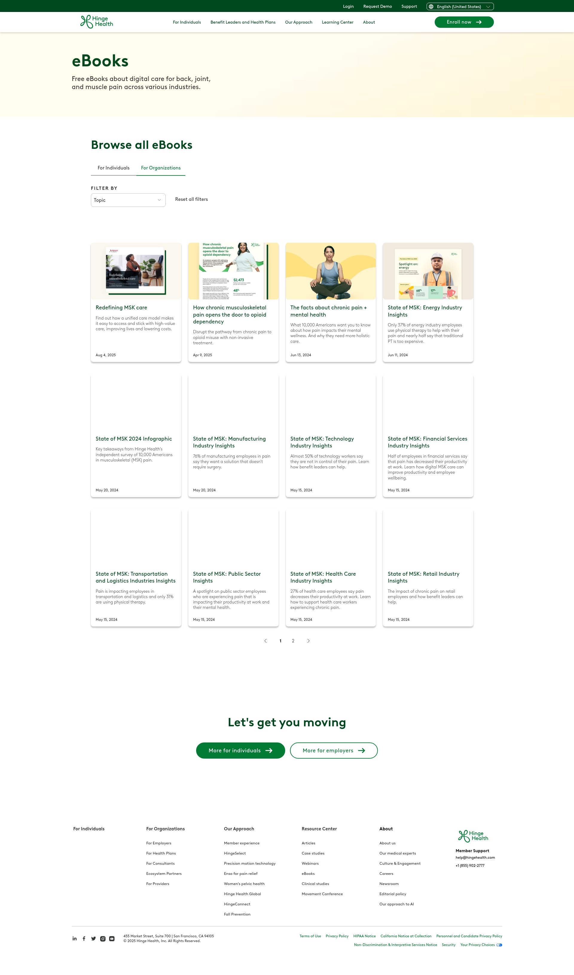 Screenshot of www.hingehealth.com