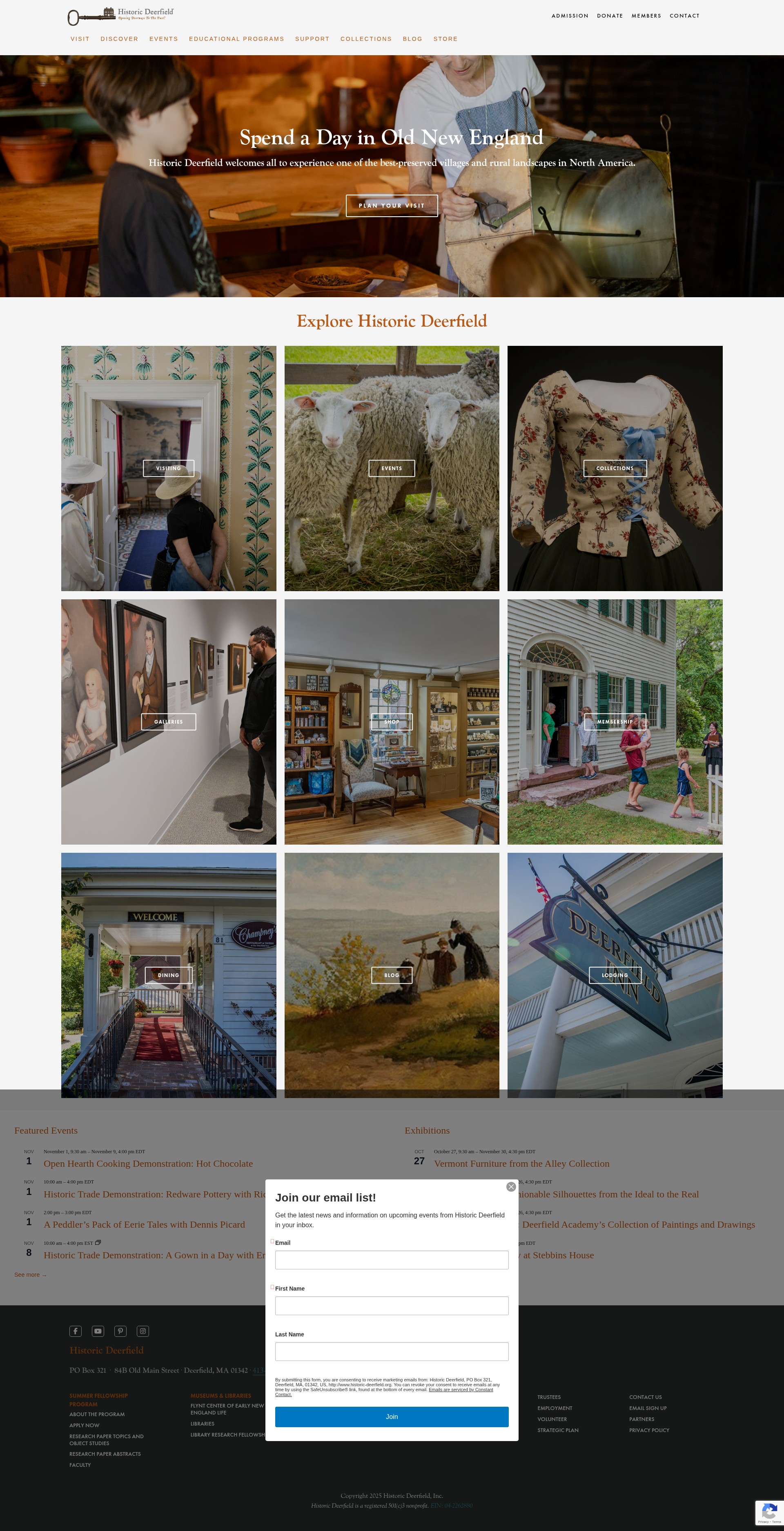Screenshot of www.historic-deerfield.org