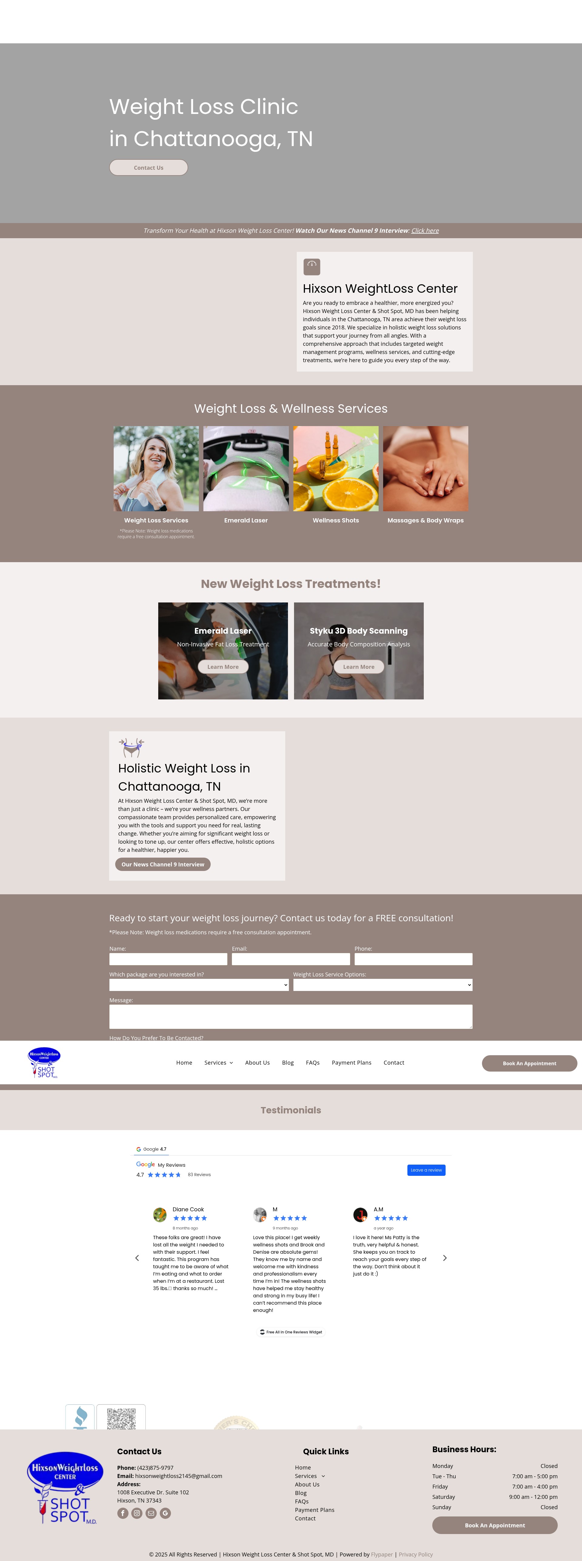 Screenshot of www.hixsonweightloss.net