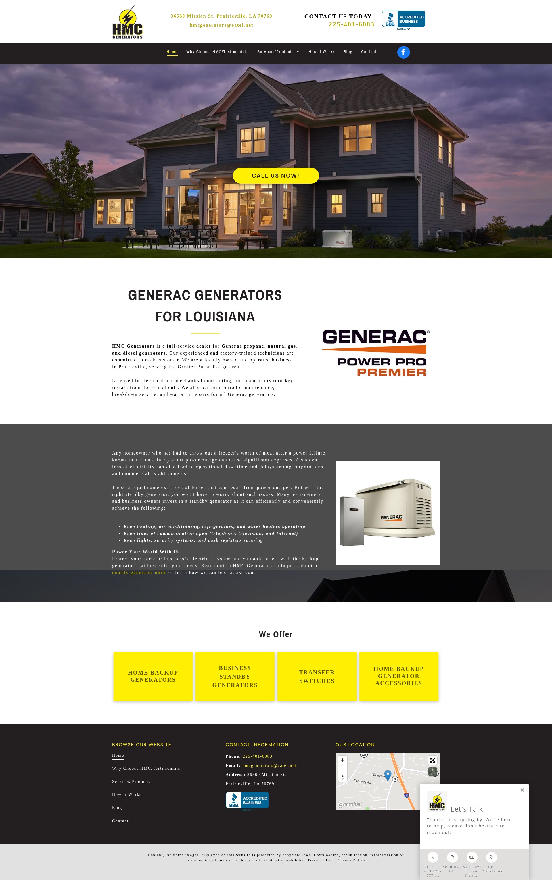 Screenshot of www.hmcgenerators.com