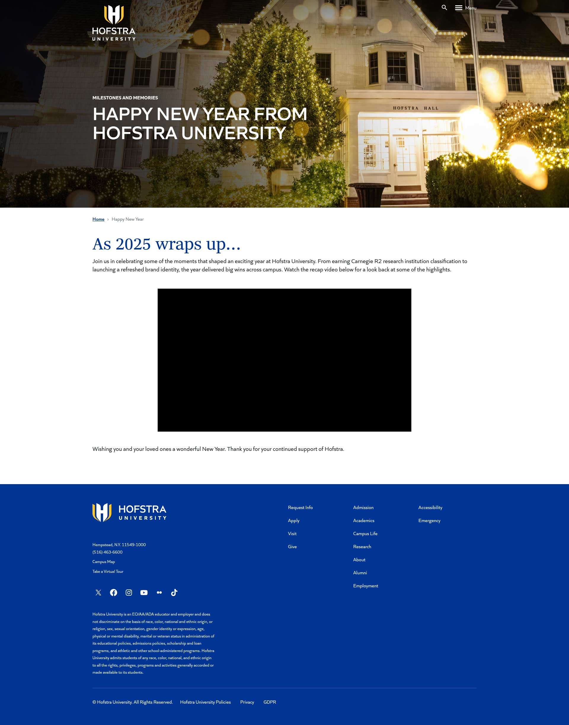 Screenshot of www.hofstra.edu
