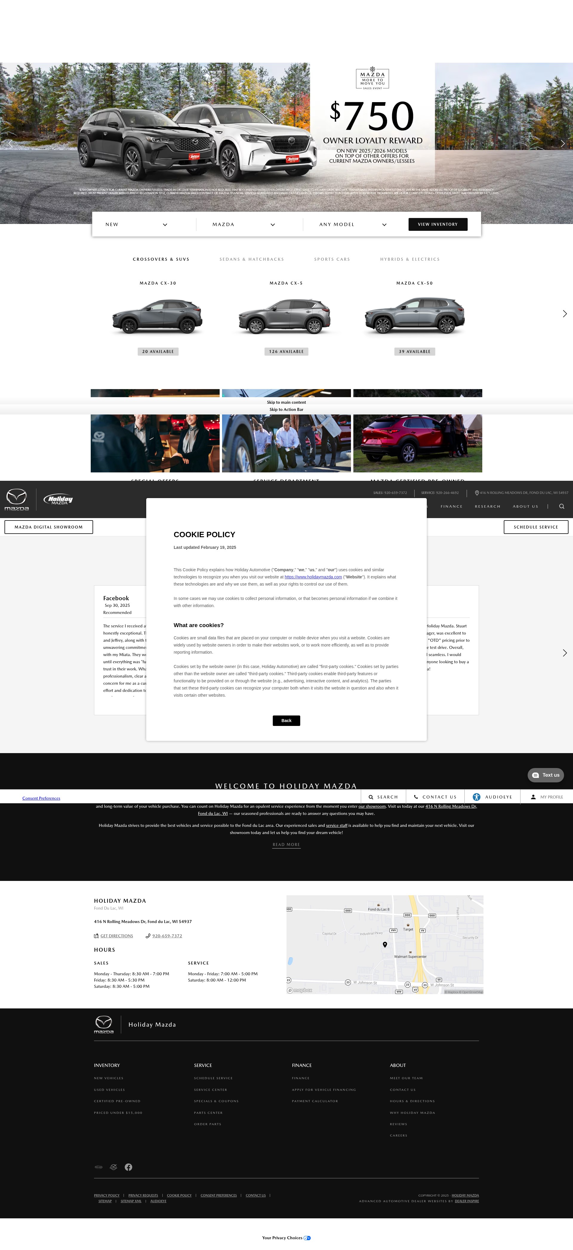 Screenshot of www.holidaymazda.com