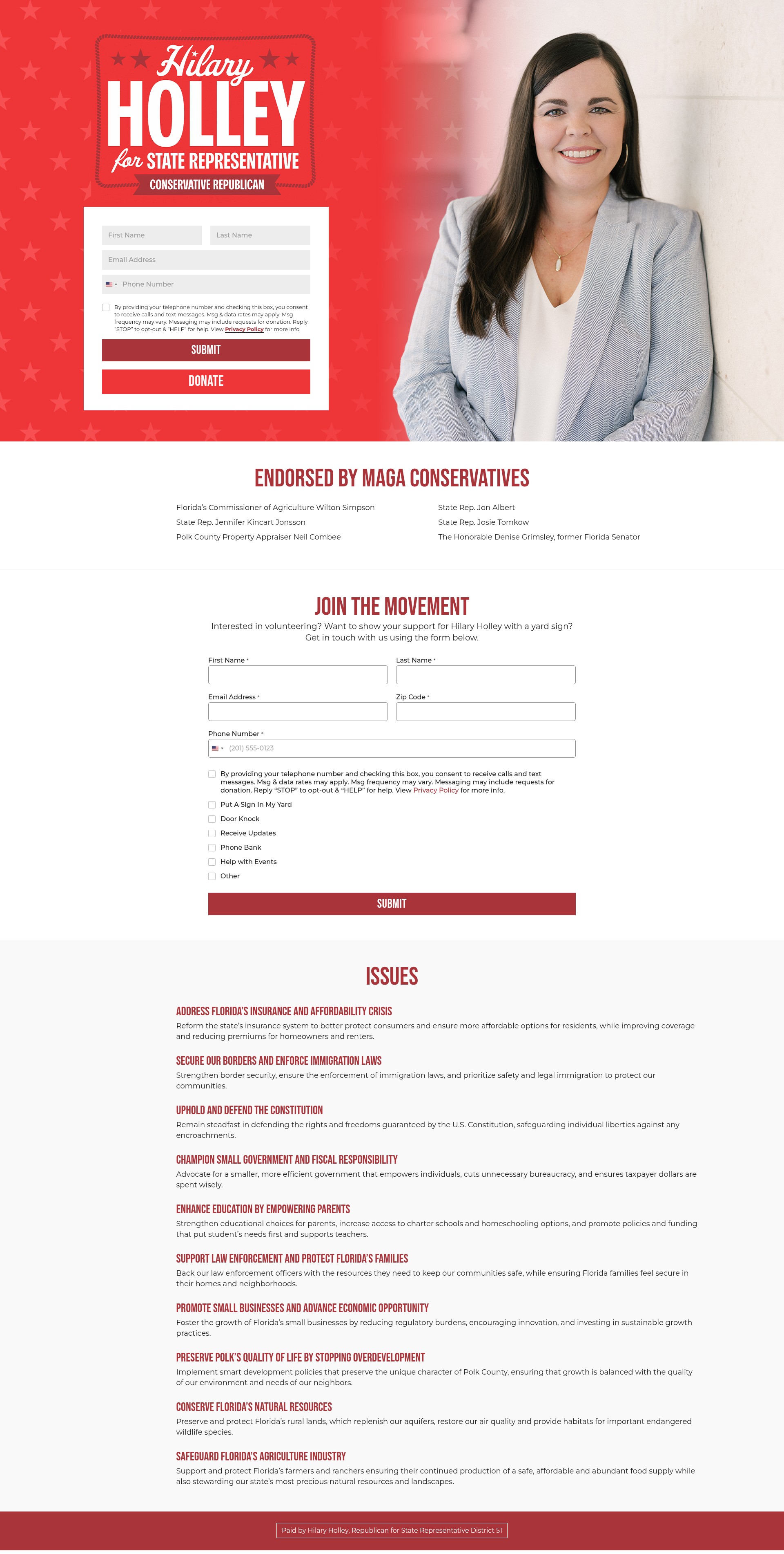 Screenshot of www.holleyforflorida.com