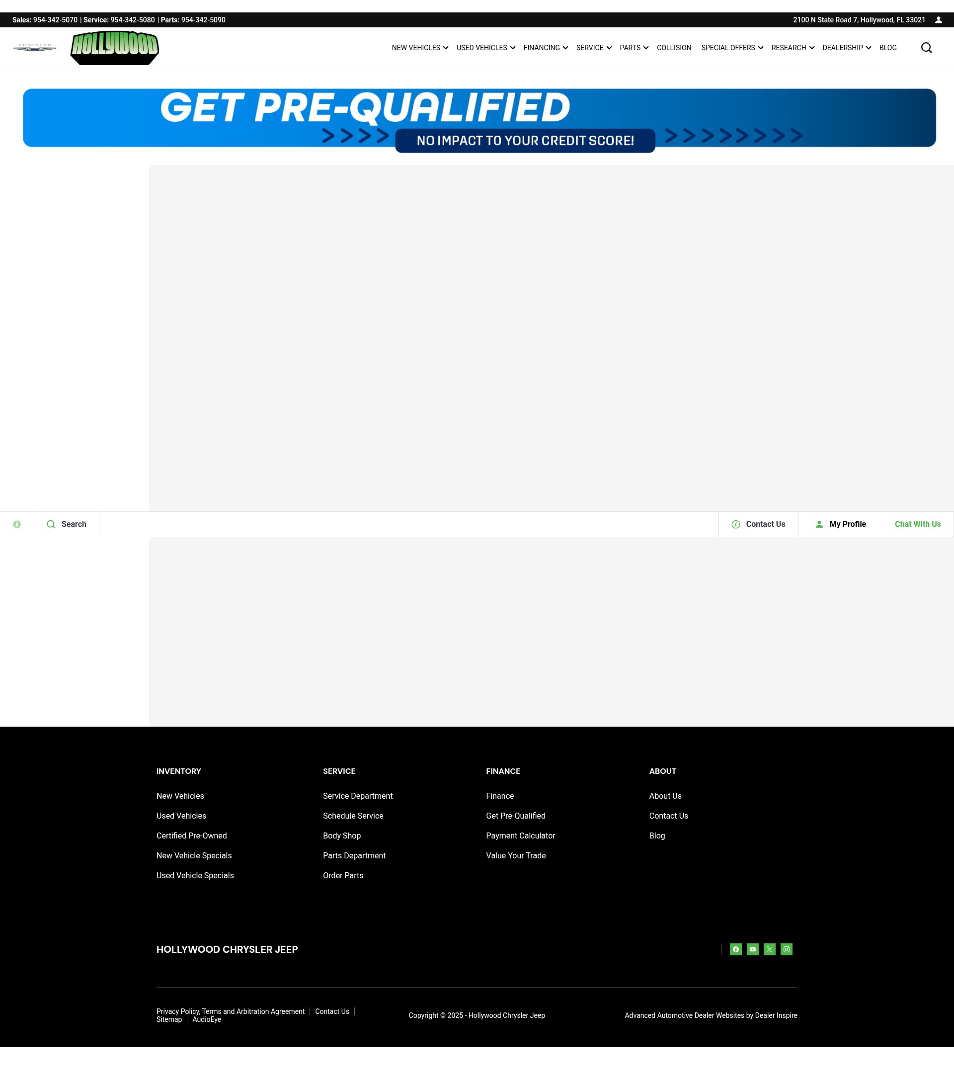 Screenshot of www.hollywoodchryslerjeep.com