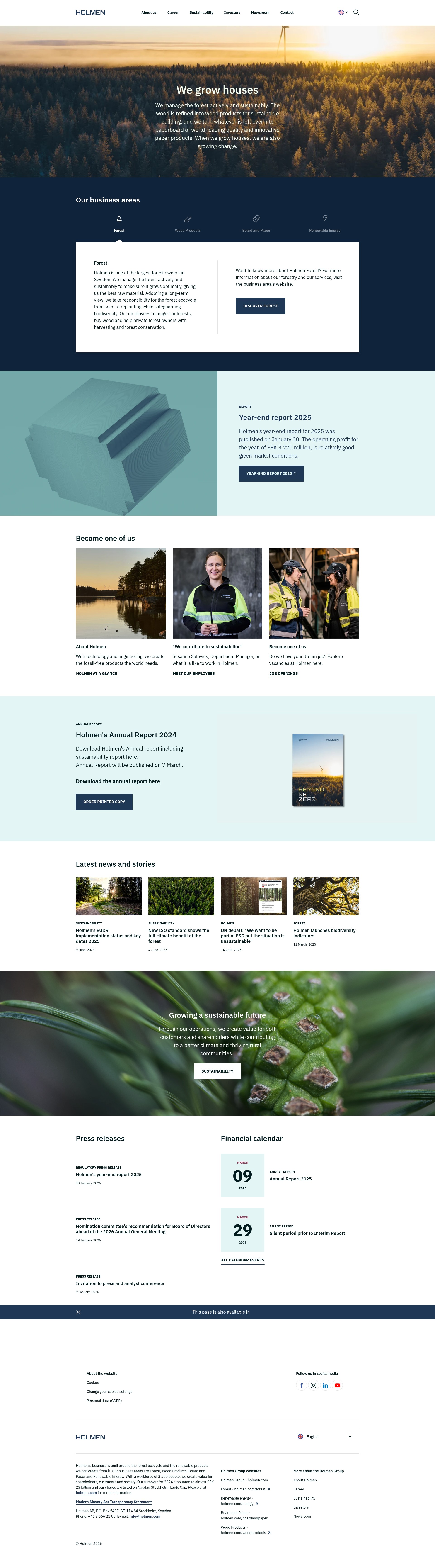 Screenshot of www.holmen.com