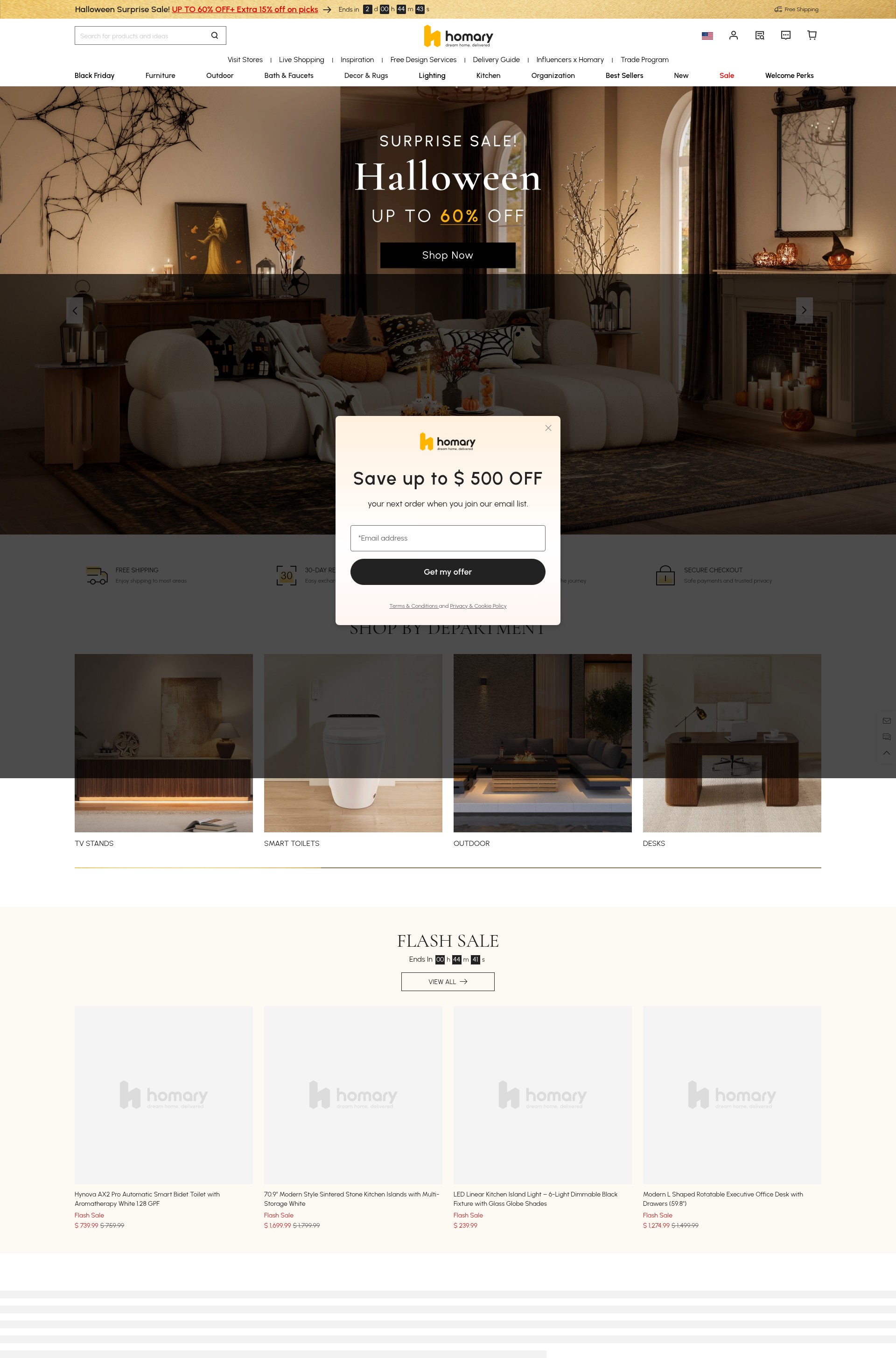 Screenshot of www.homary.com
