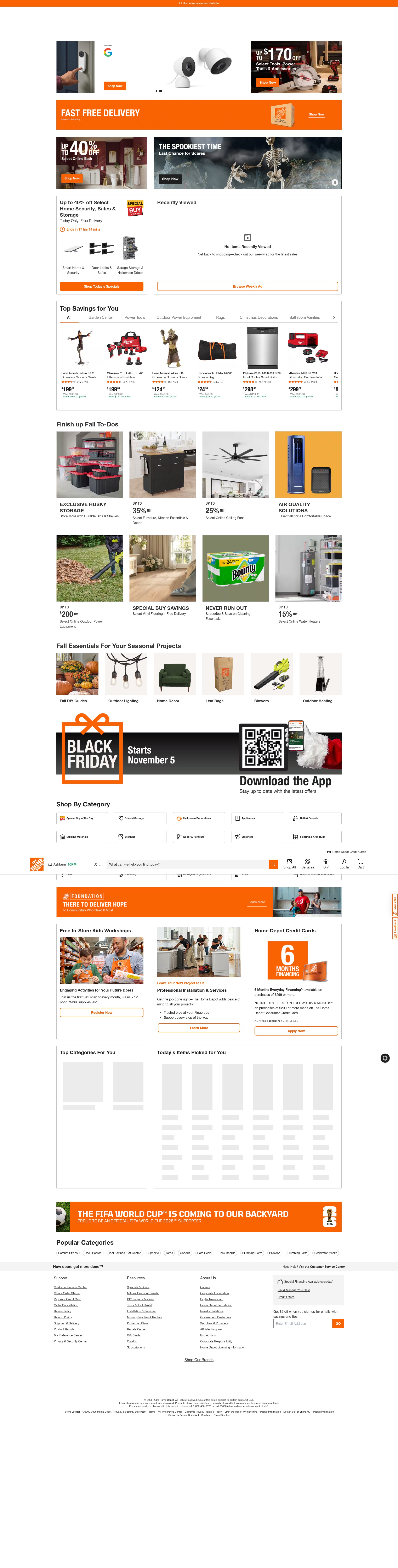 Screenshot of www.homedepot.com