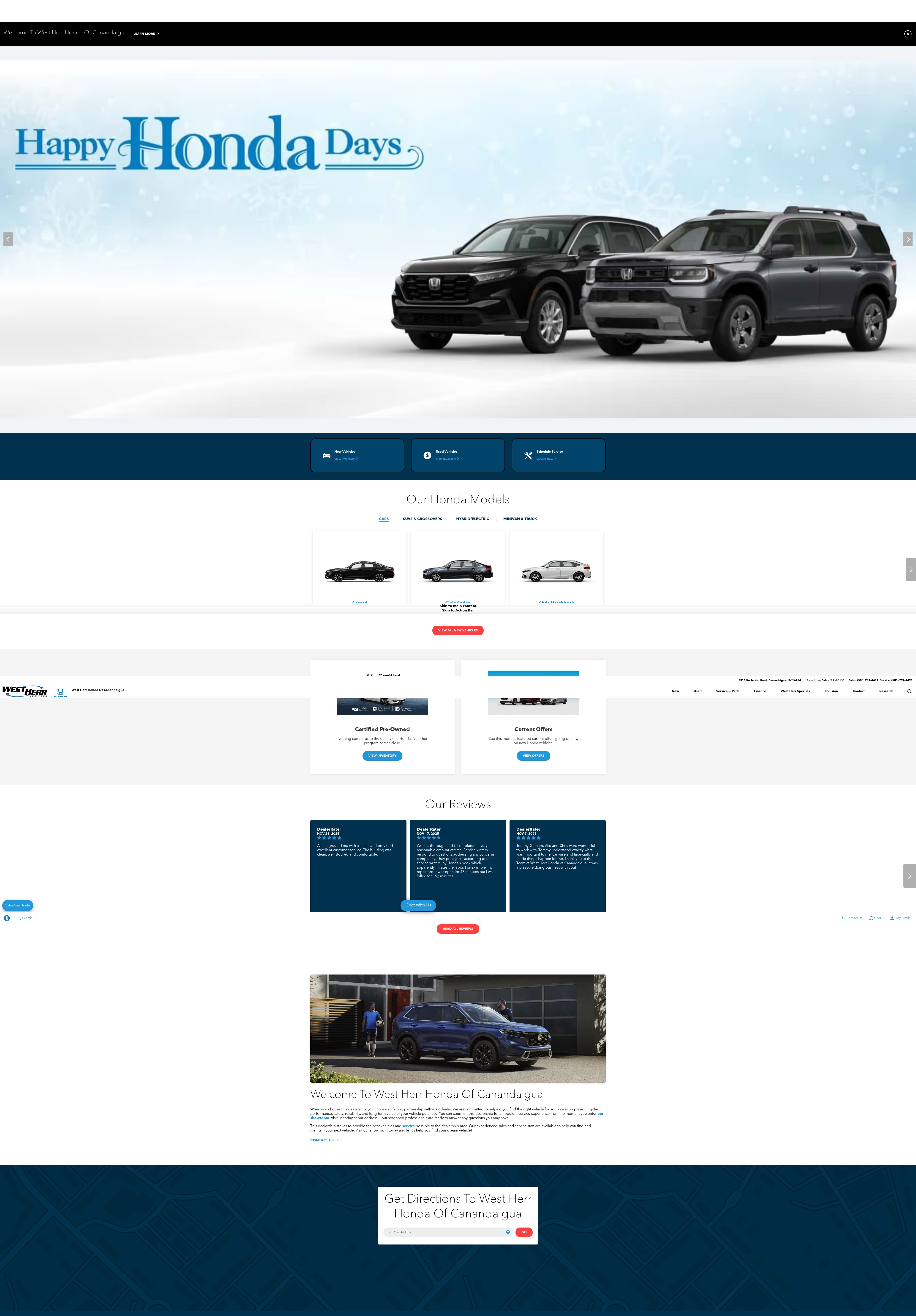 Screenshot of www.hondacanandaigua.com