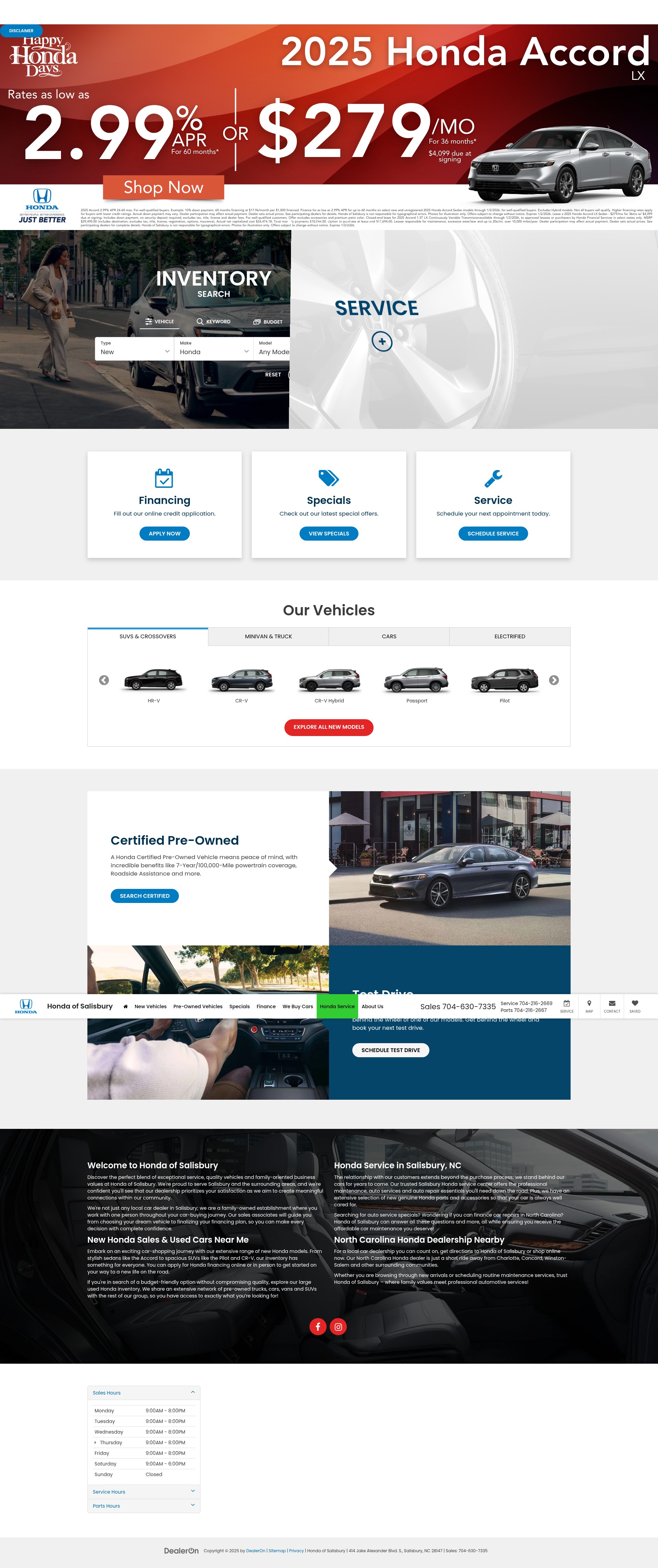 Screenshot of www.hondacarsofsalisbury.com