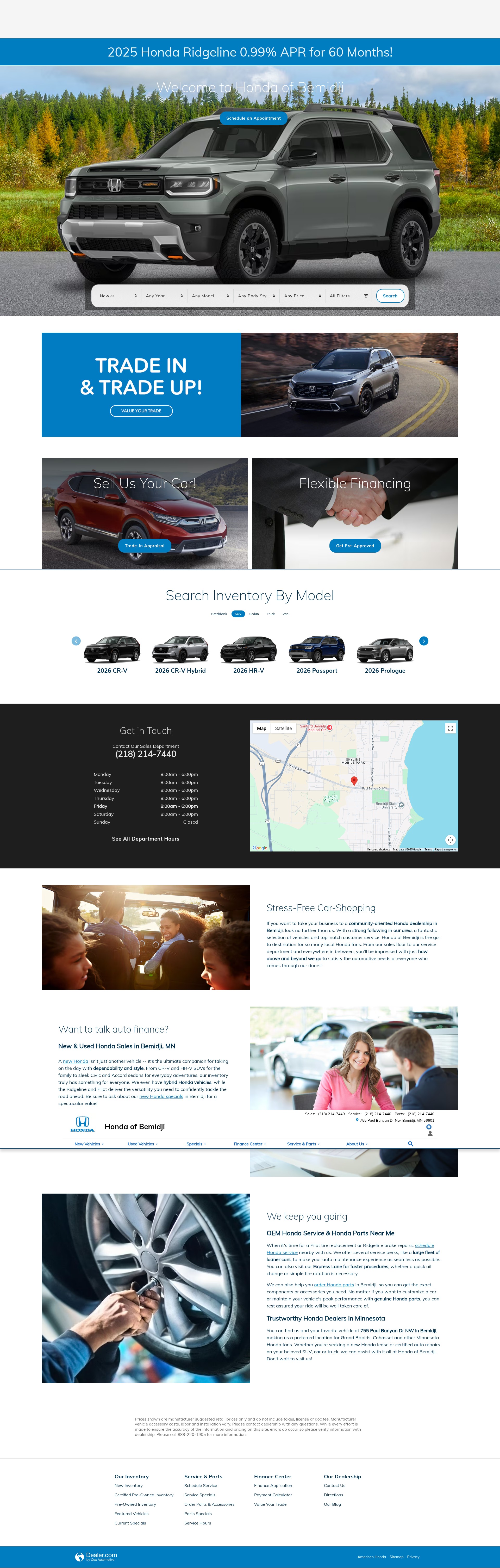Screenshot of www.hondaofbemidji.com