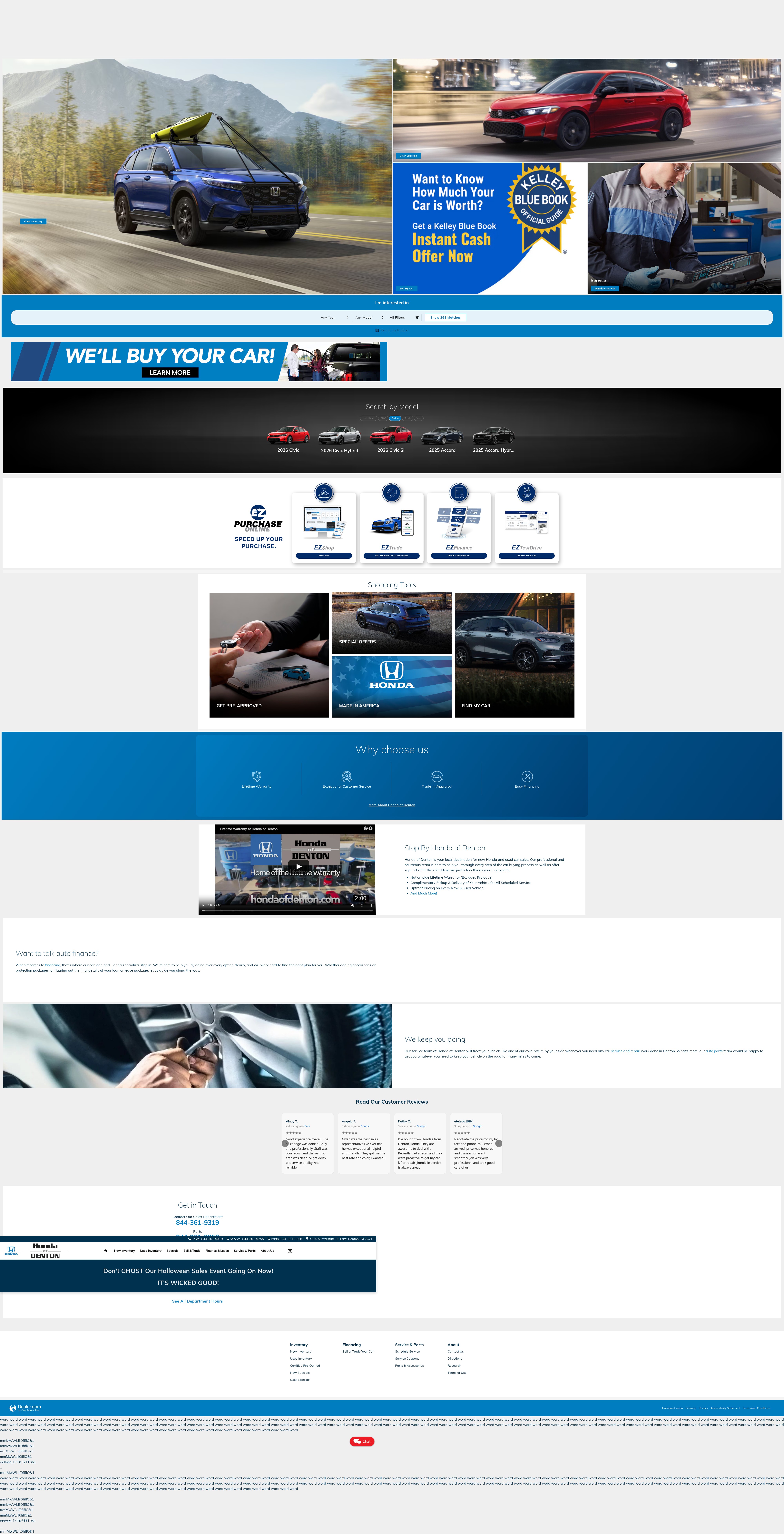 Screenshot of www.hondaofdenton.com