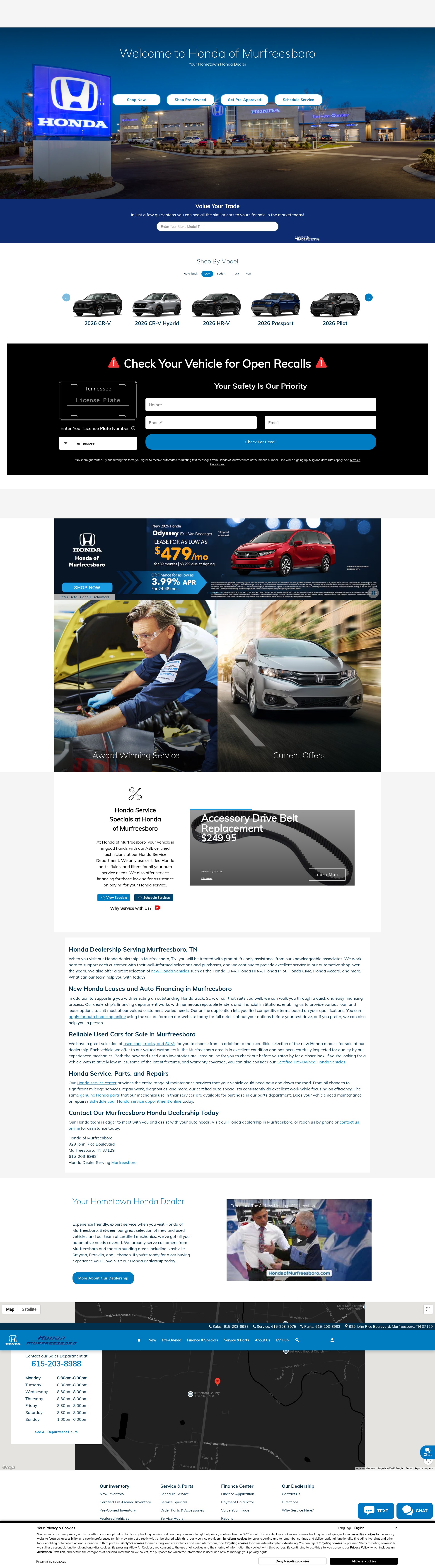 Screenshot of www.hondaofmurfreesboro.com