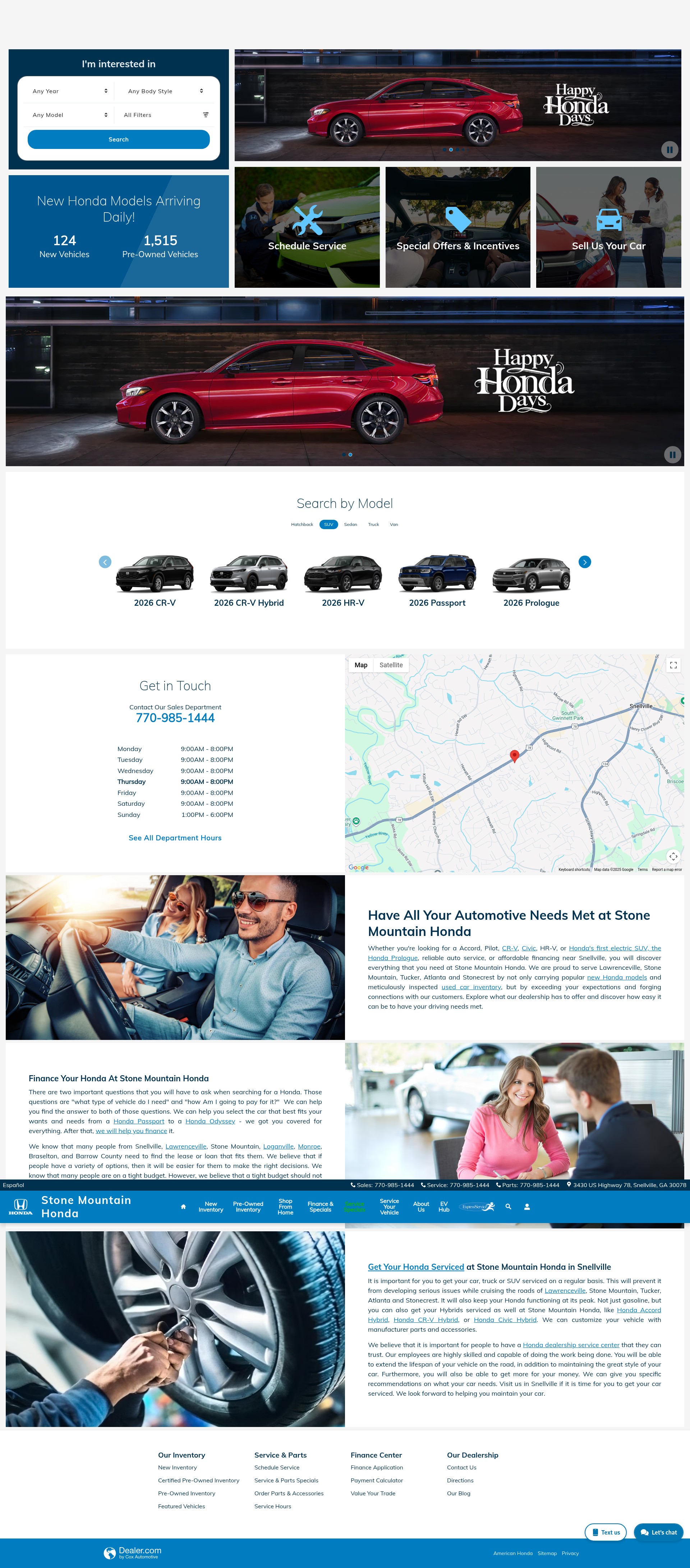 Screenshot of www.hondaofstonemountain.com
