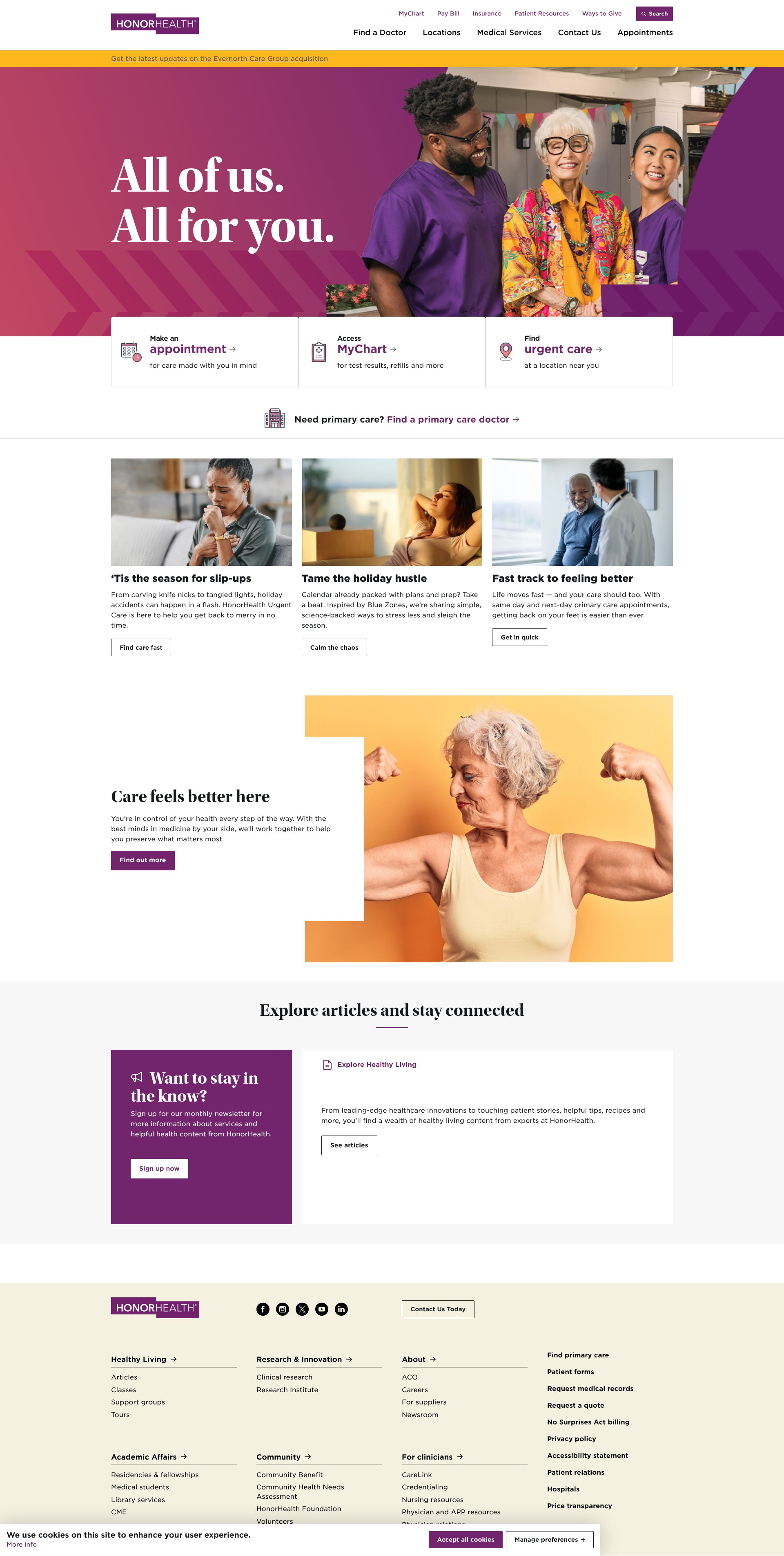 Screenshot of www.honorhealth.com