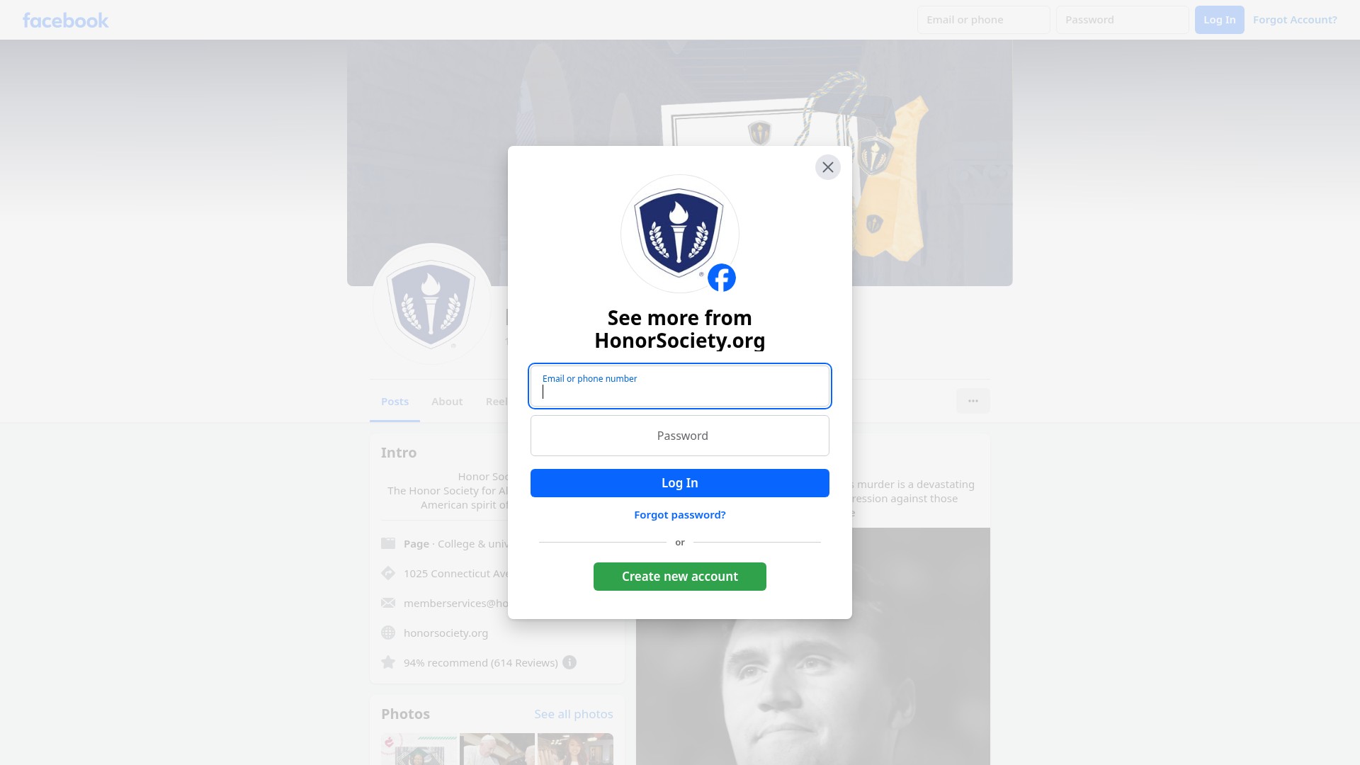 Screenshot of www.honorsociety.org