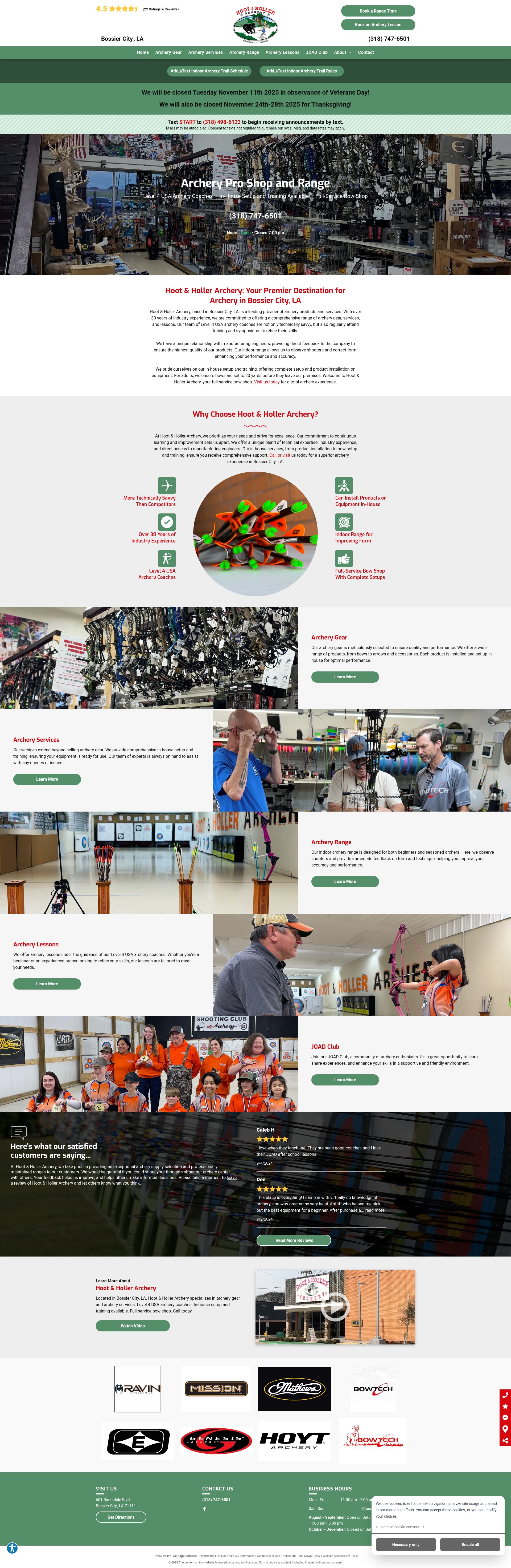 Screenshot of www.hootnhollerarchery.com