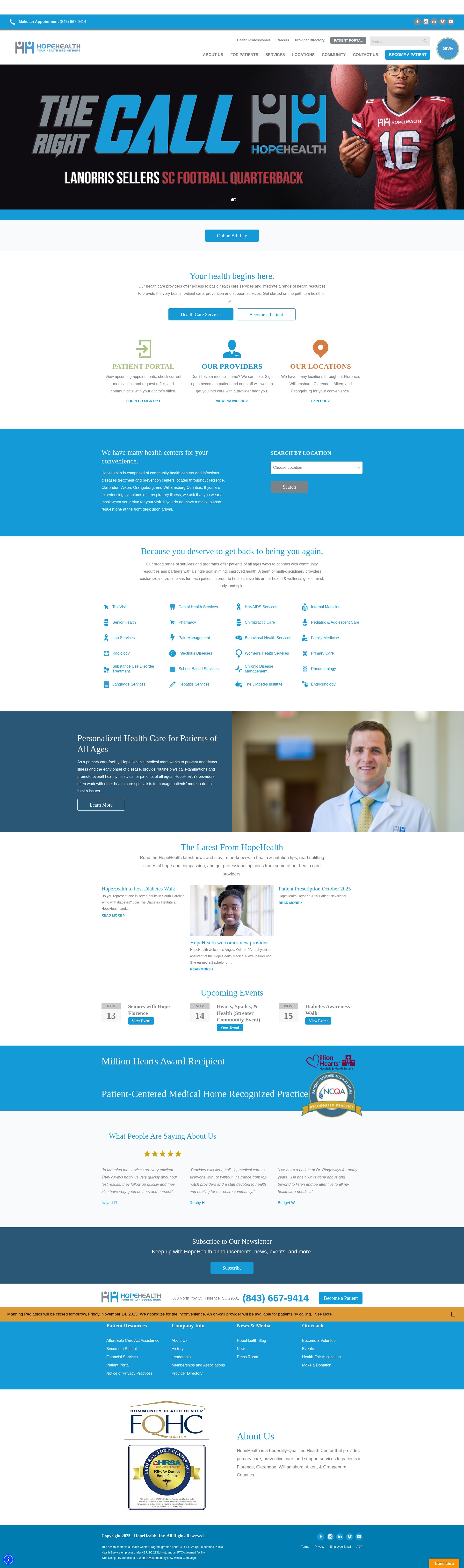 Screenshot of www.hope-health.org