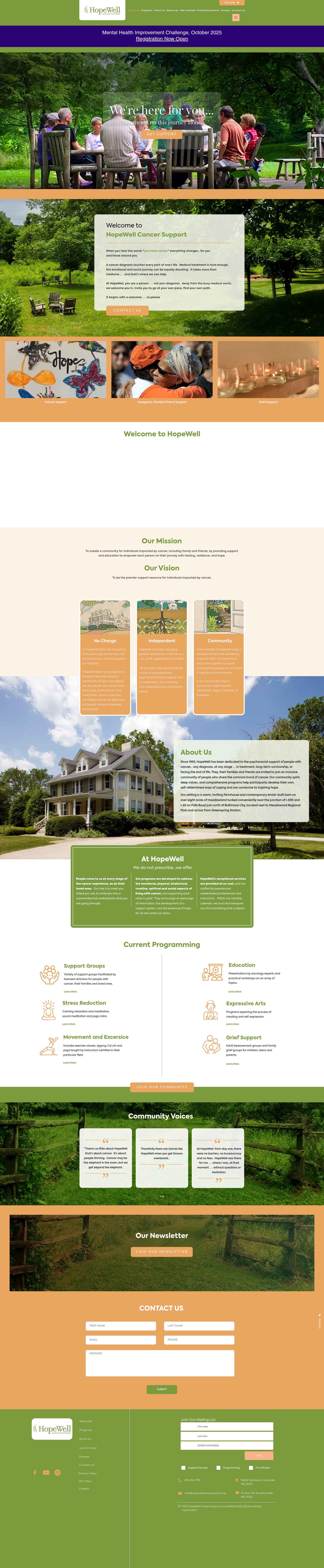 Screenshot of www.hopewellcancersupport.org