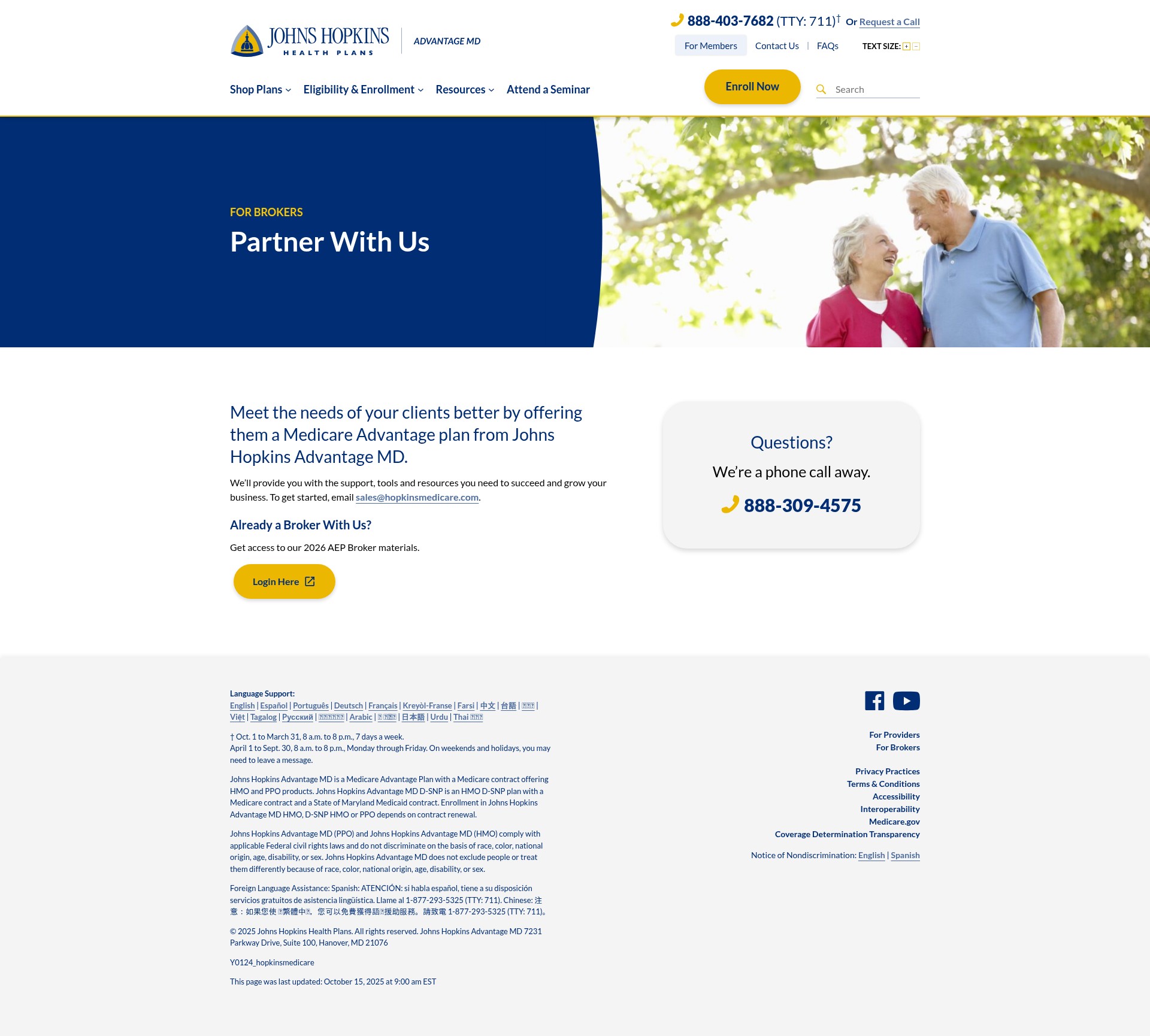 Screenshot of www.hopkinsmedicare.com