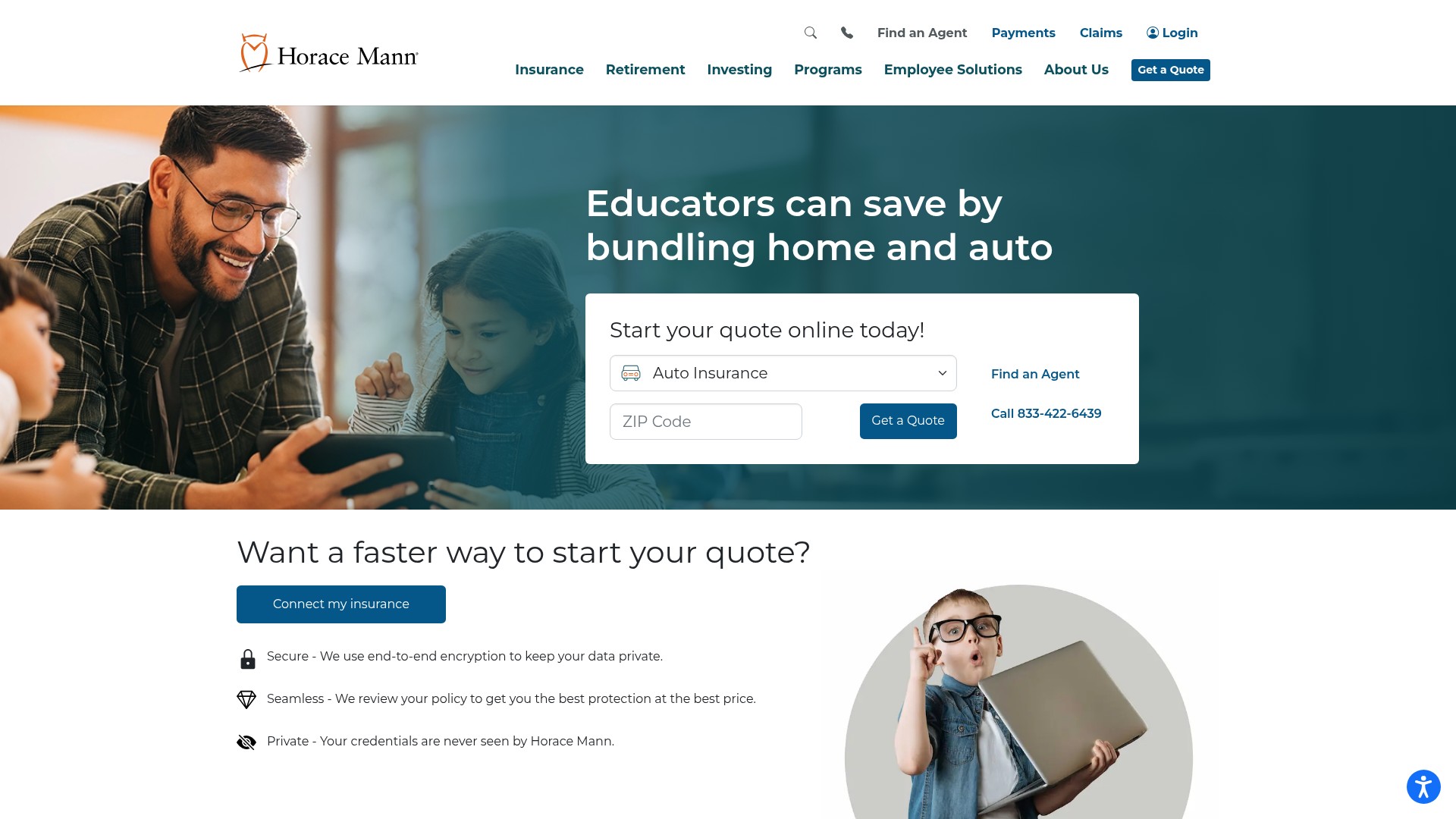 Screenshot of www.horacemann.com