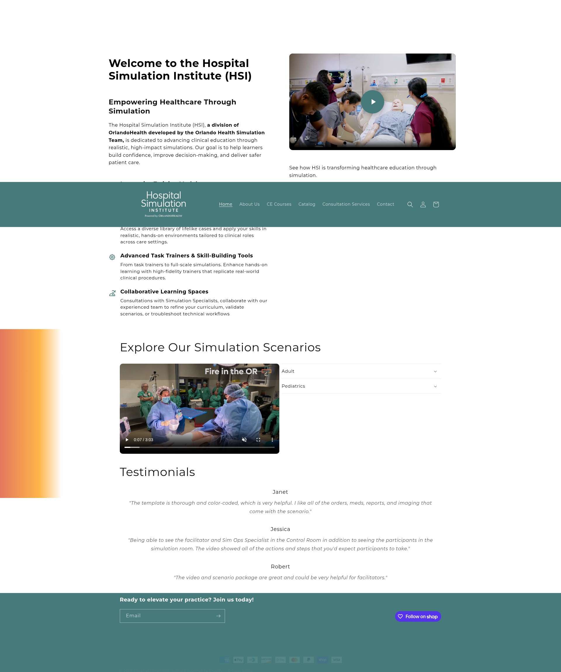 Screenshot of www.hospitalsimulationinstitute.com