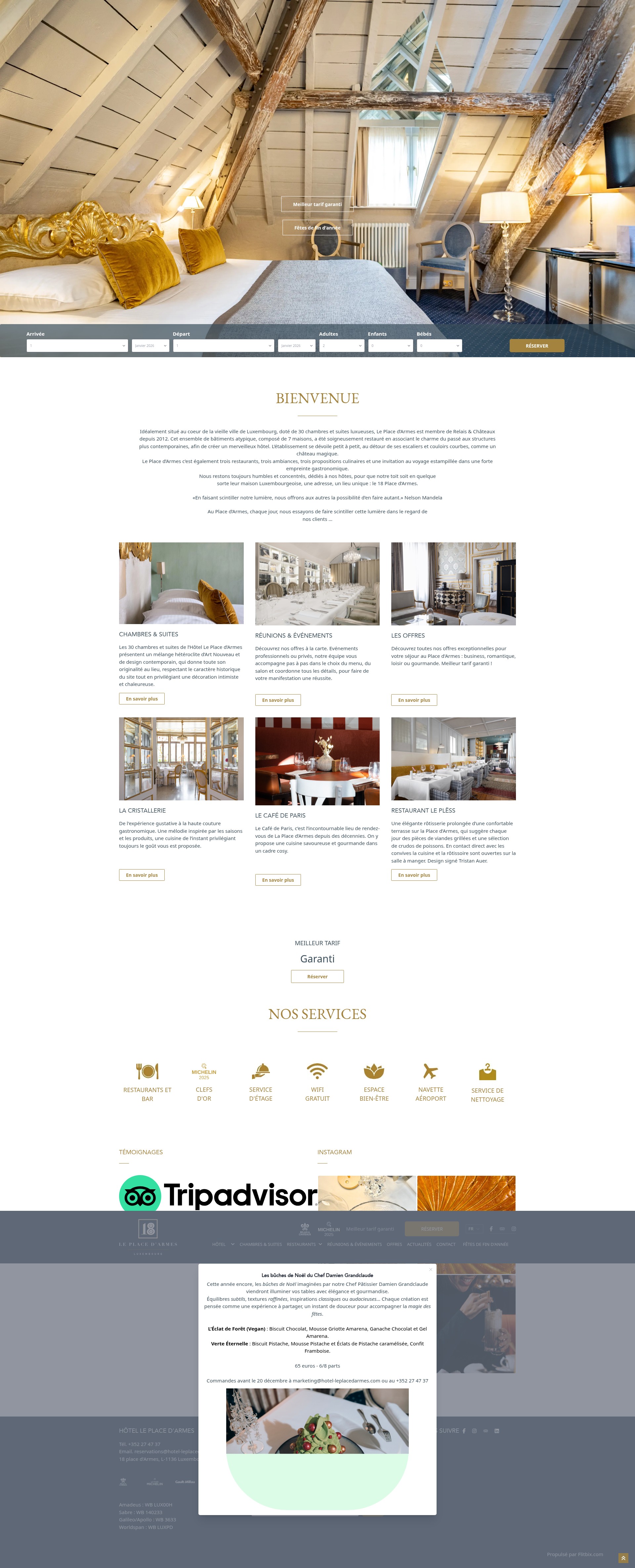 Screenshot of www.hotel-leplacedarmes.com