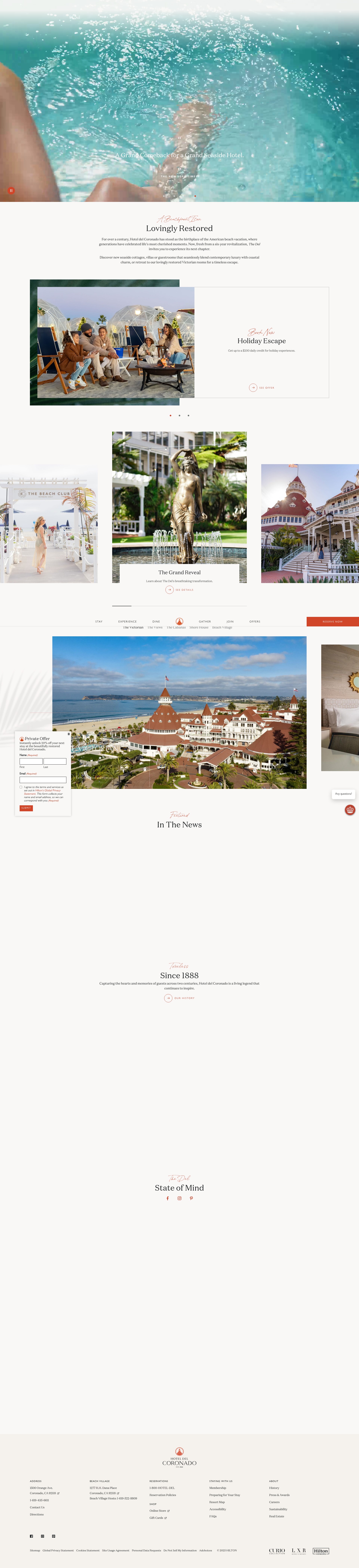 Screenshot of www.hoteldel.com
