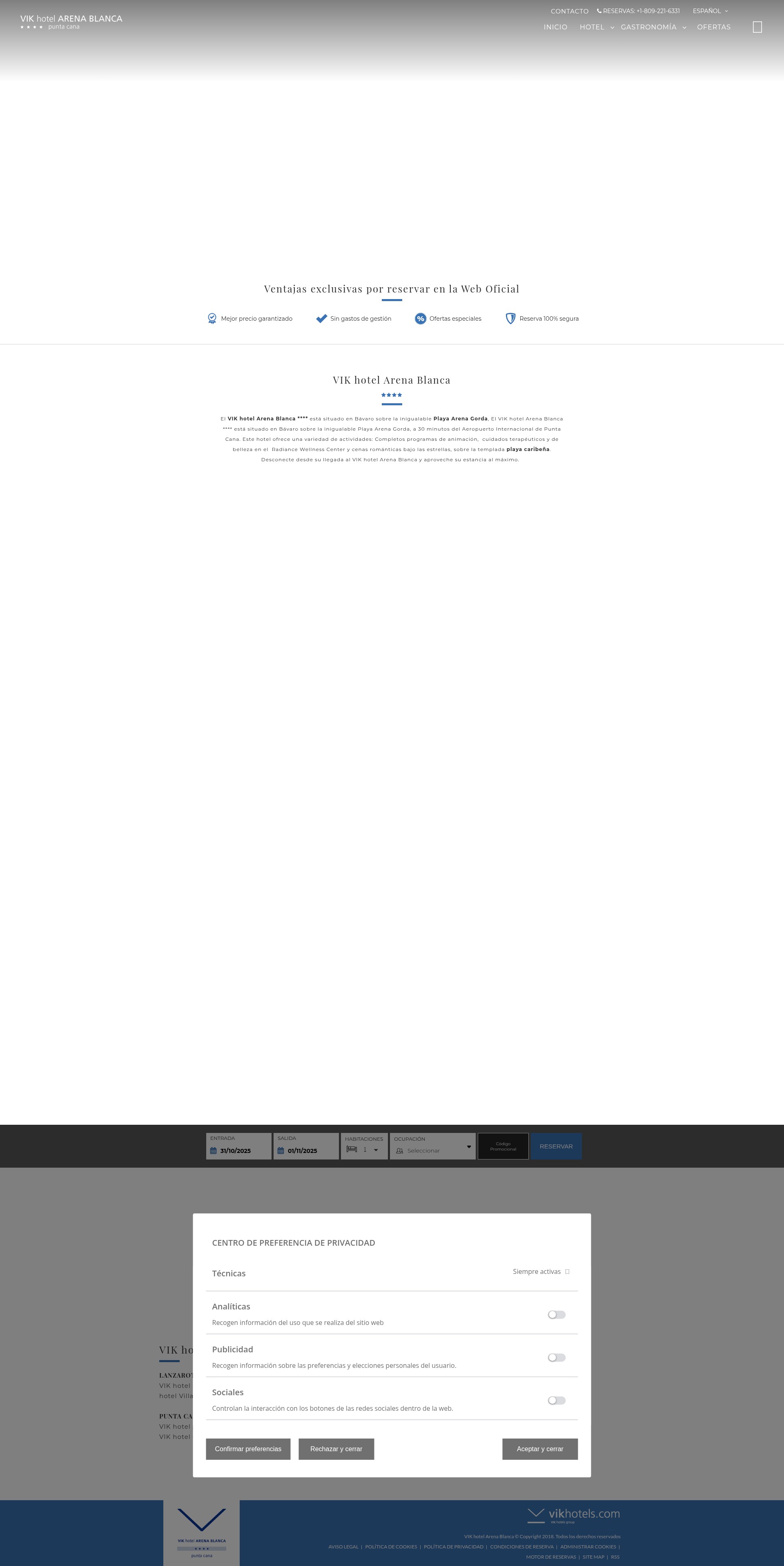 Screenshot of www.hotelvikarena.com