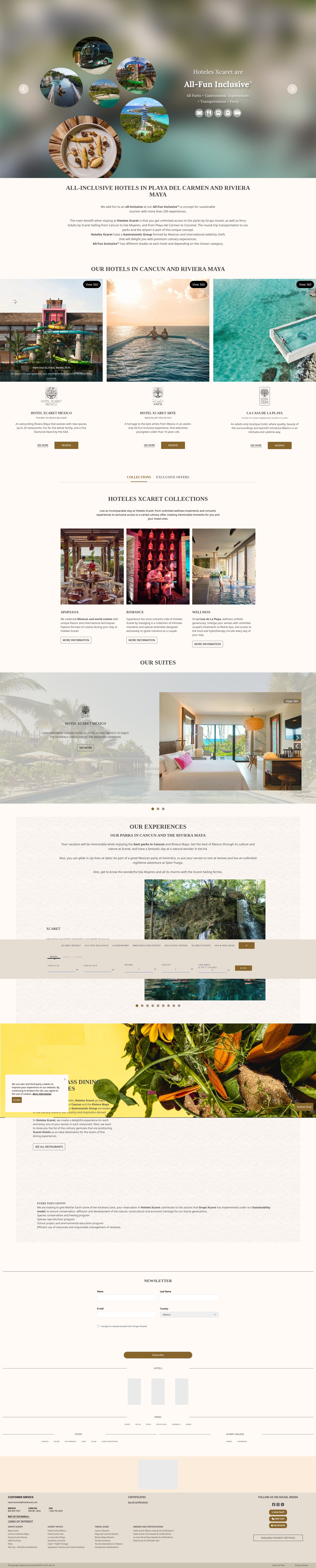Screenshot of www.hotelxcaret.com