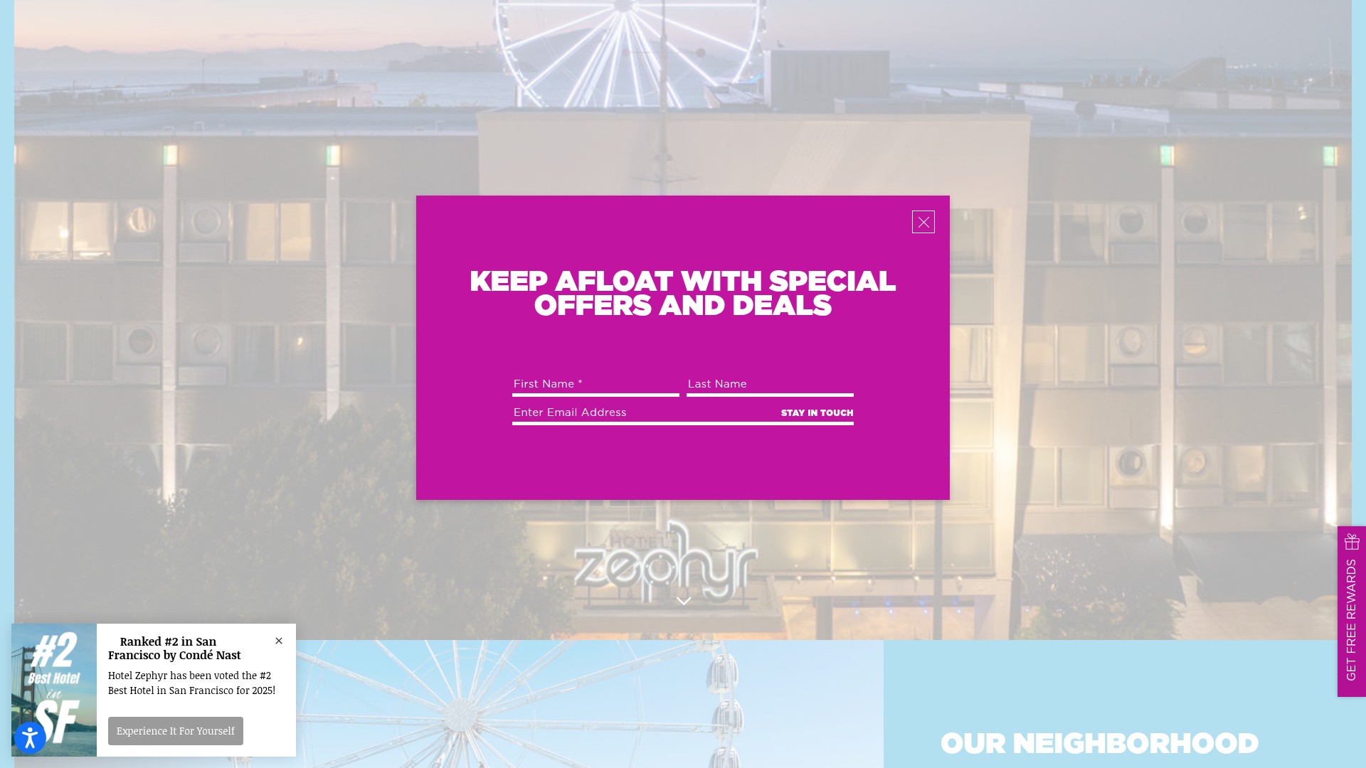 Screenshot of www.hotelzephyrsf.com