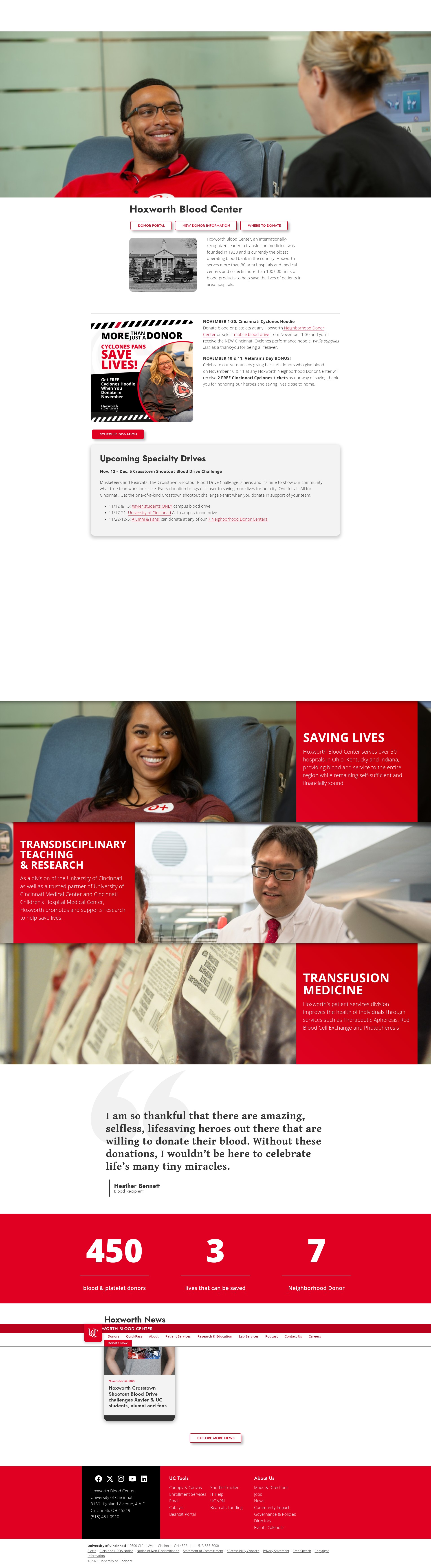 Screenshot of www.hoxworth.org