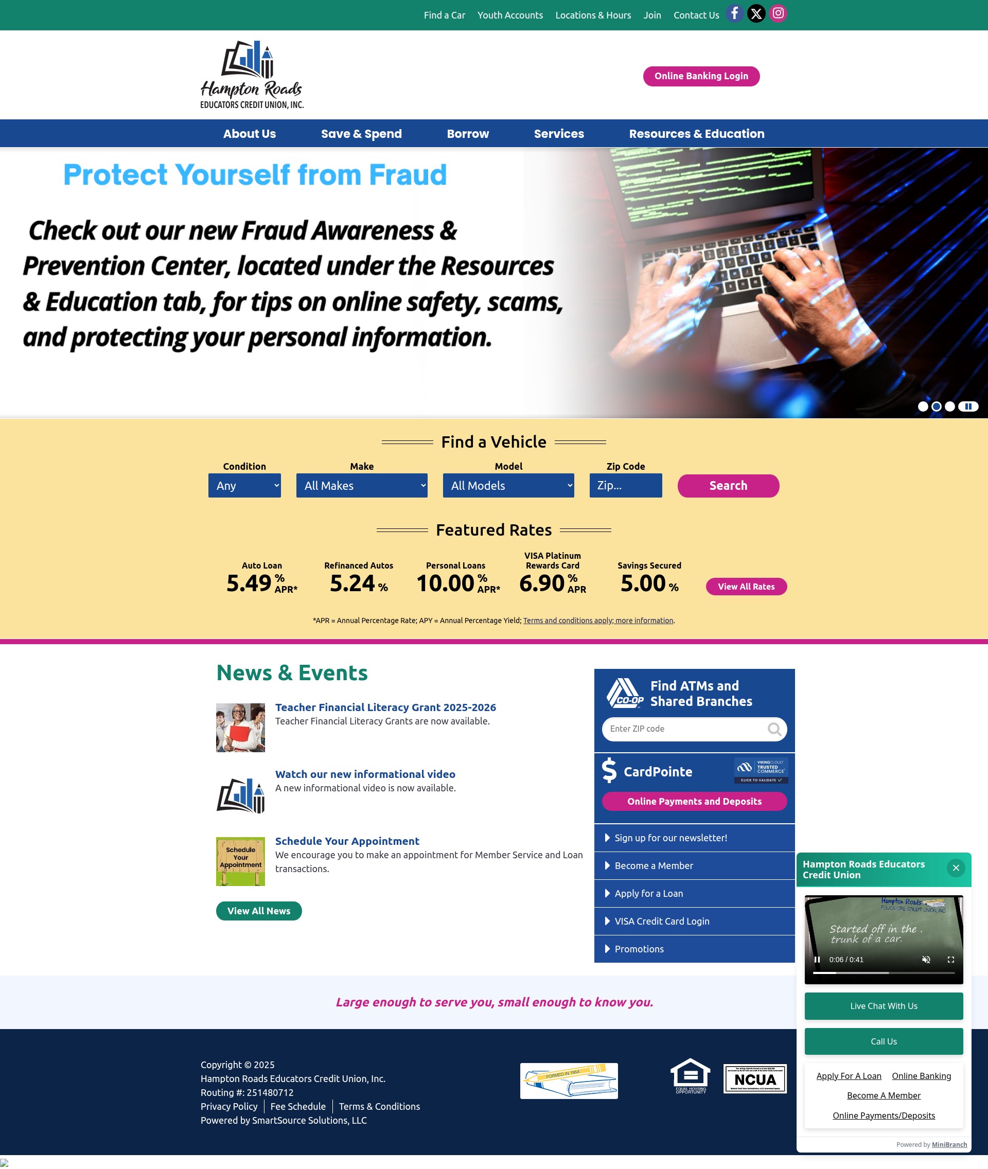 Screenshot of www.hrecu.org