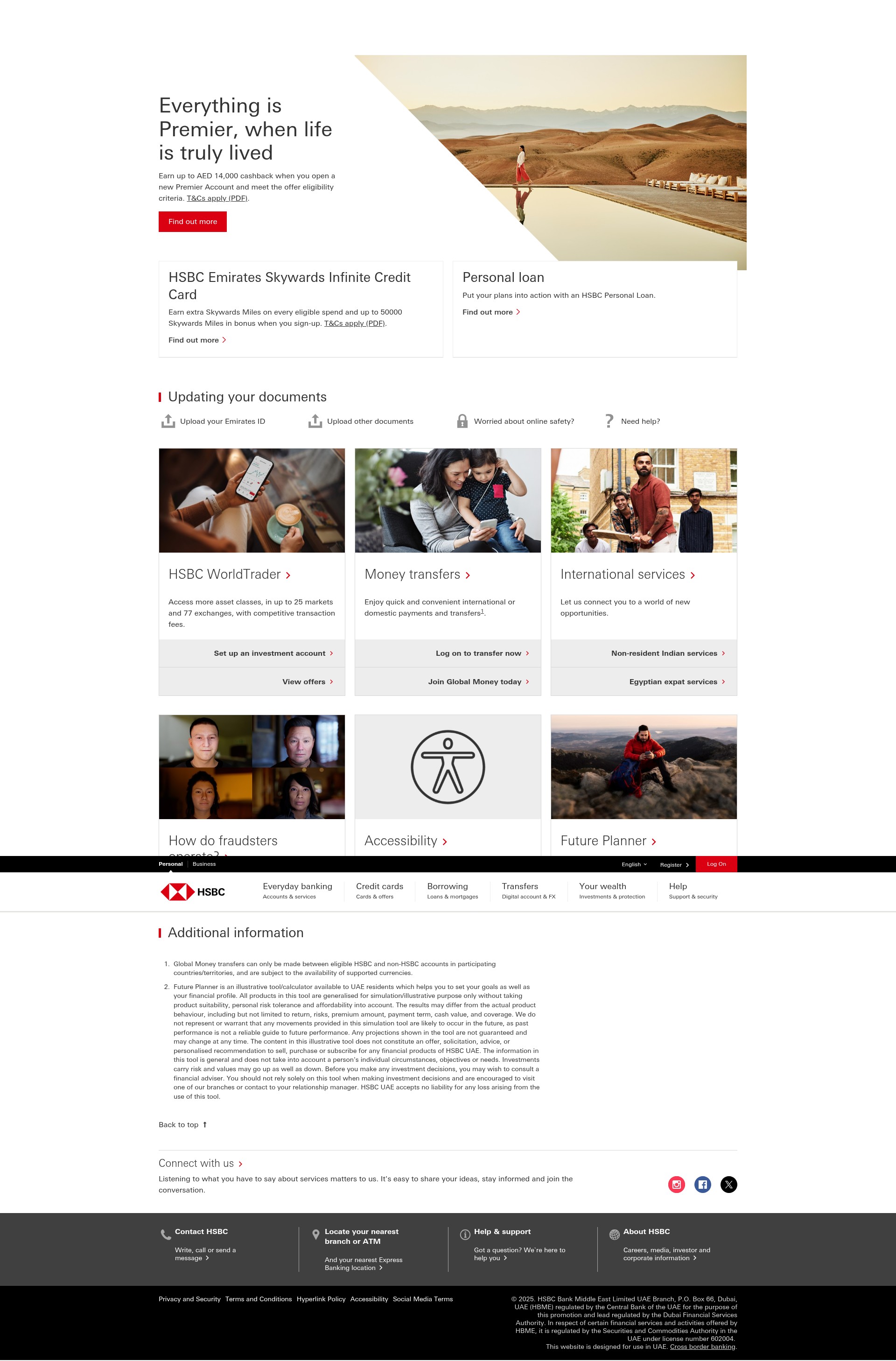 Screenshot of www.hsbc.ae