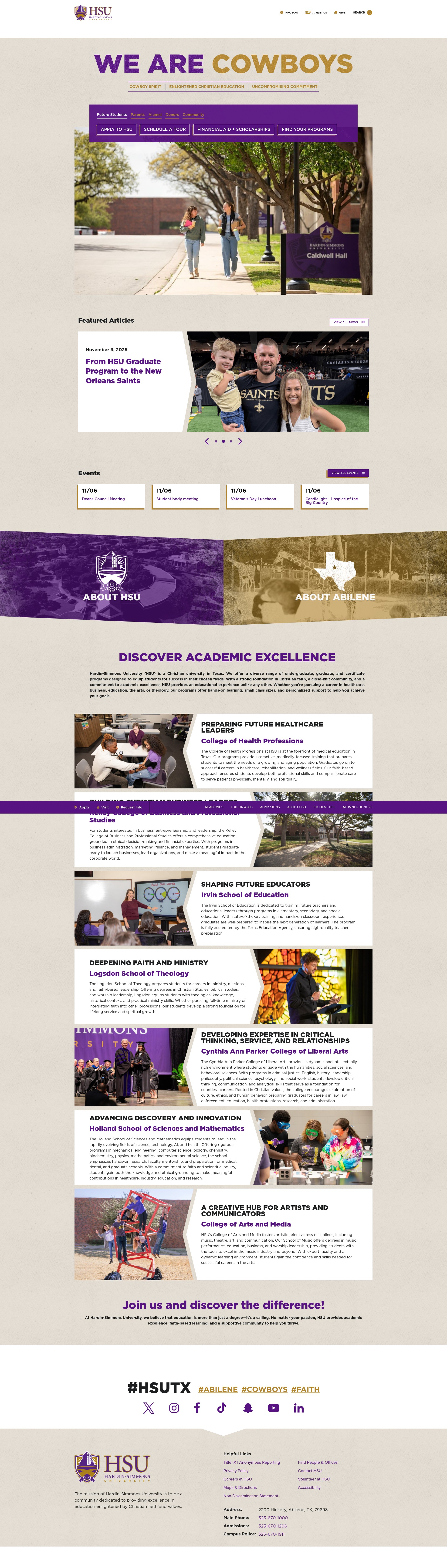 Screenshot of www.hsutx.edu