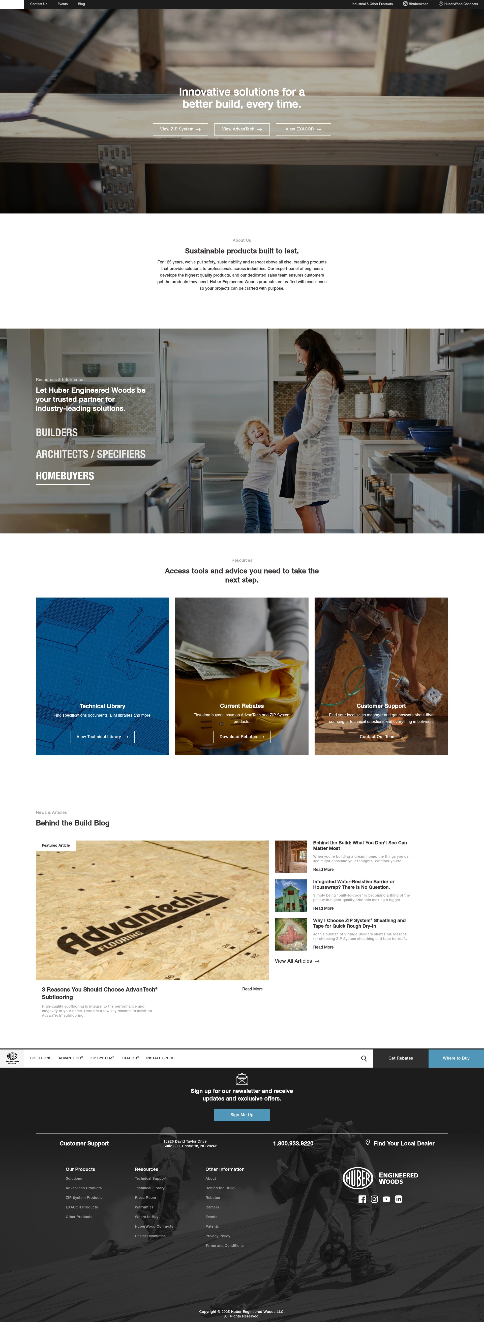 Screenshot of www.huberwood.com