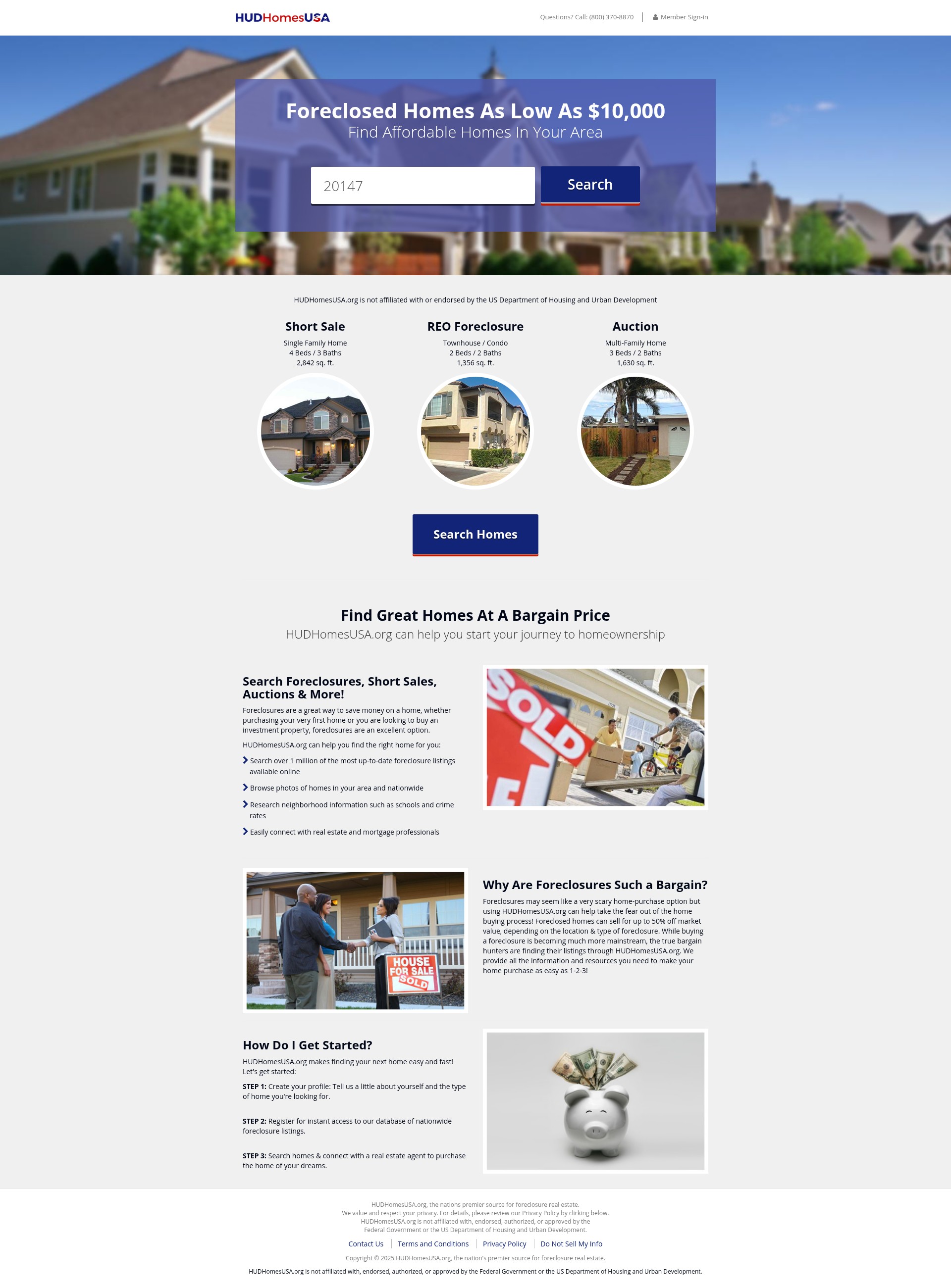 Screenshot of www.hudhomesusa.org
