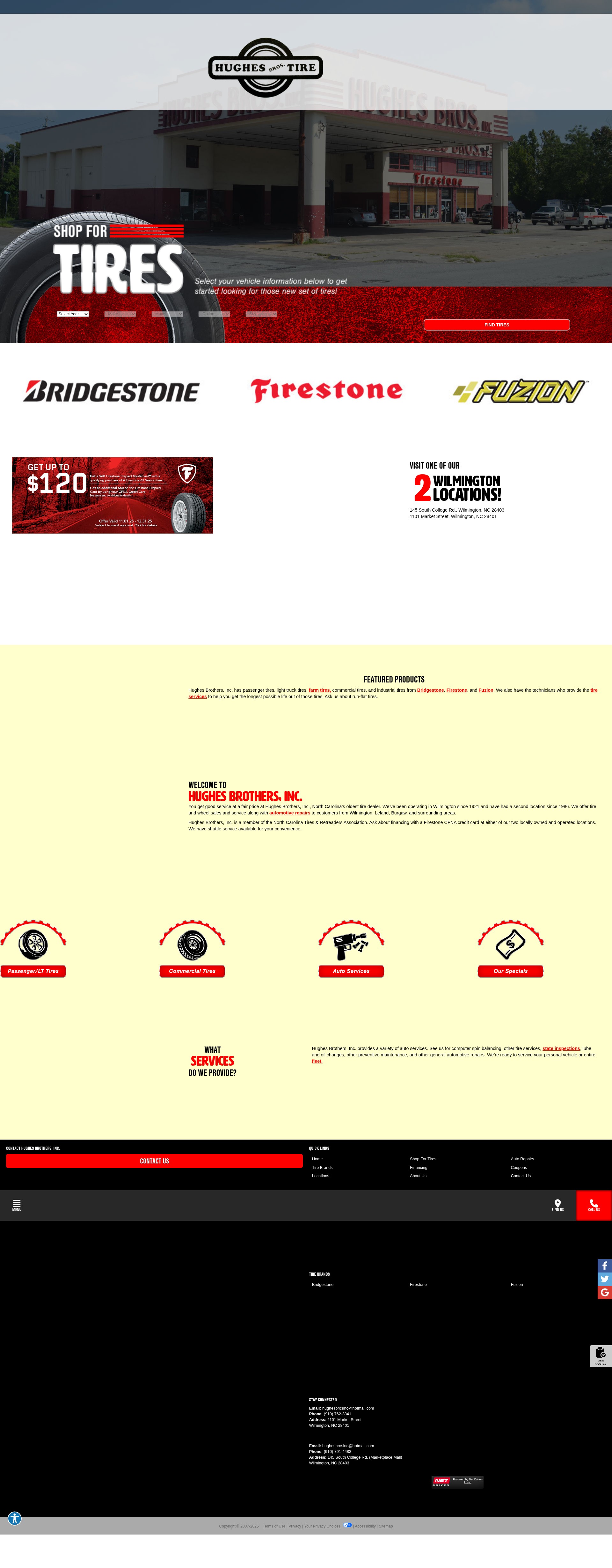 Screenshot of www.hughesbrotherstire.com